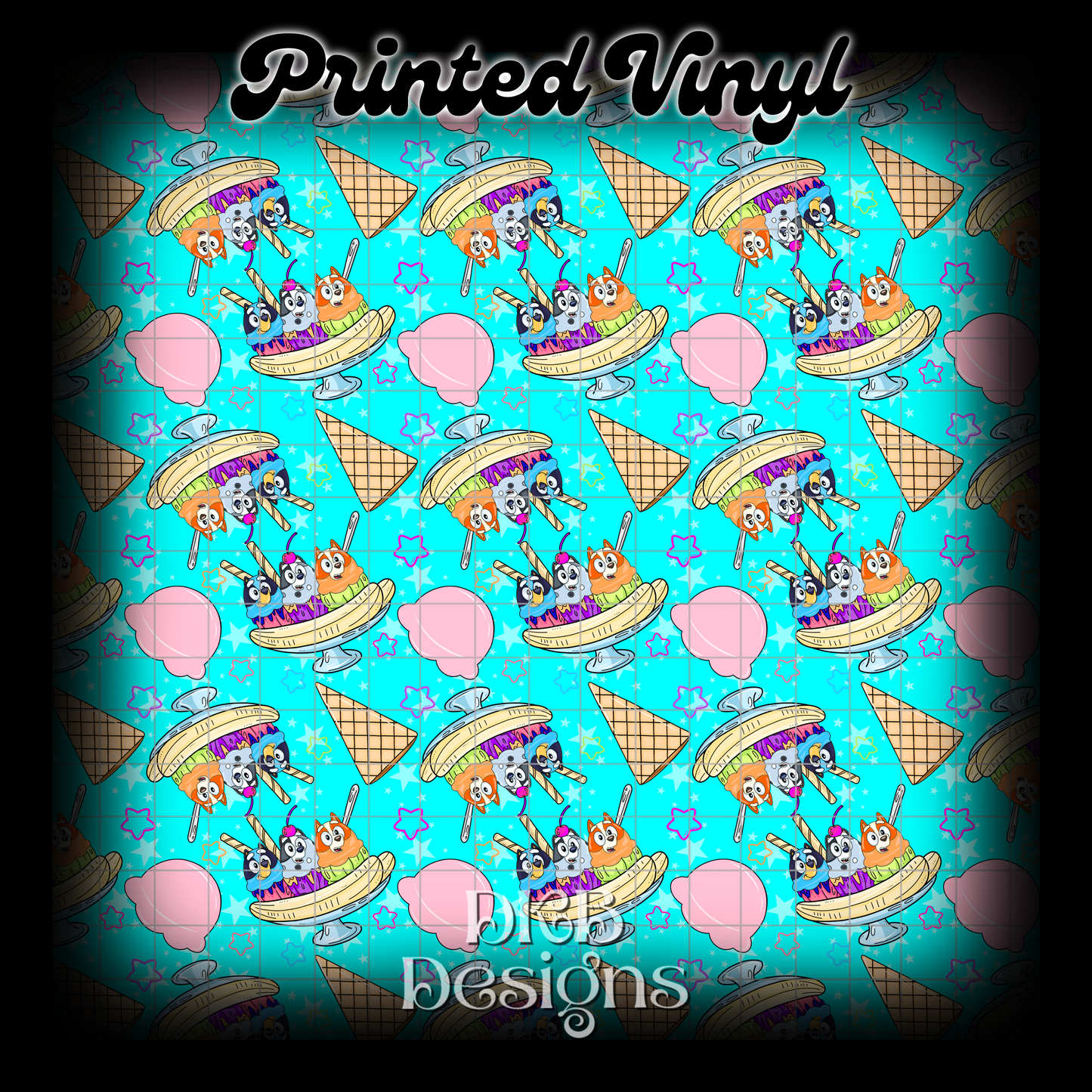 Blue dog ice cream Printed Vinyl