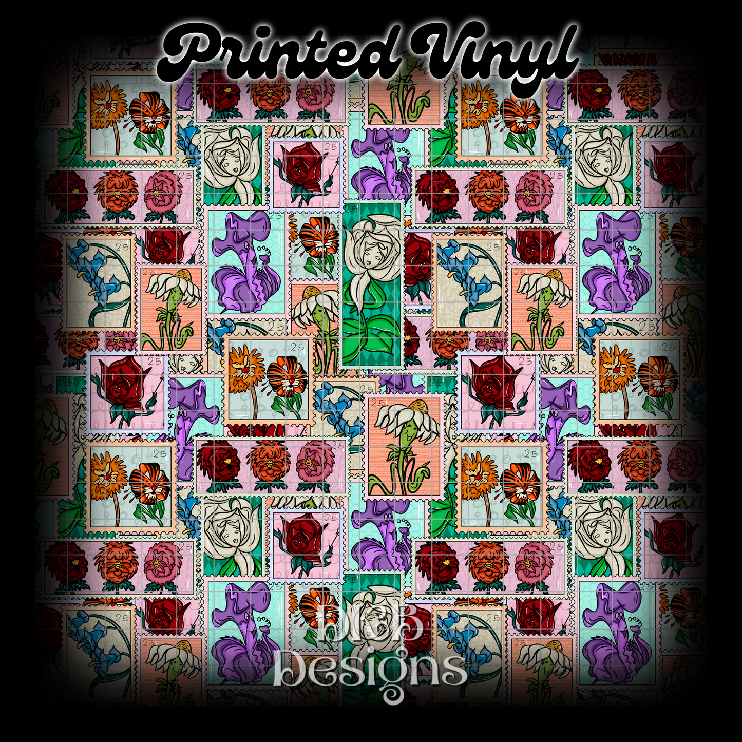 Flower stamps Printed Vinyl