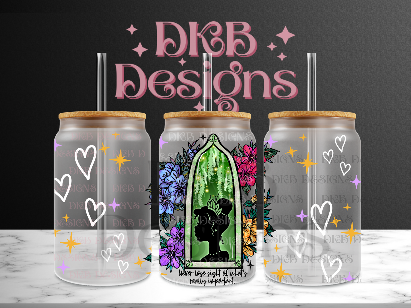 Princess 16oz glass can UV DTF