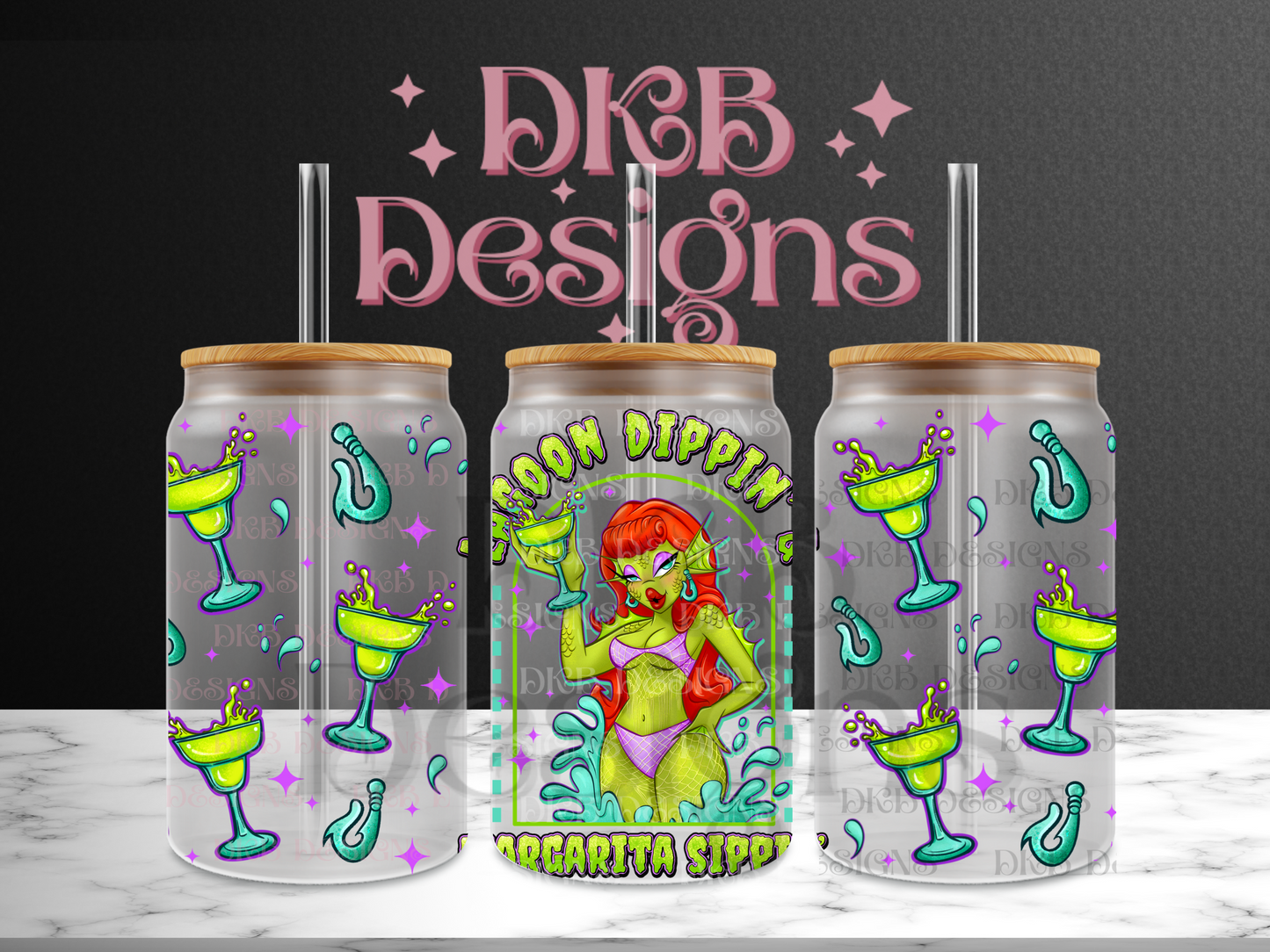 Lagoon dippin 16oz glass can UV DTF
