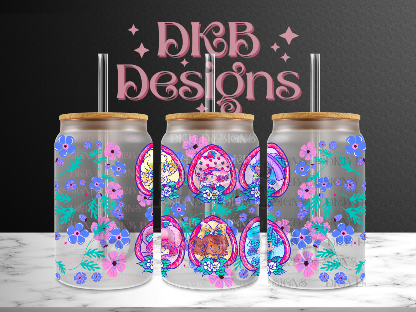 Strawberry 16oz glass can UV DTF