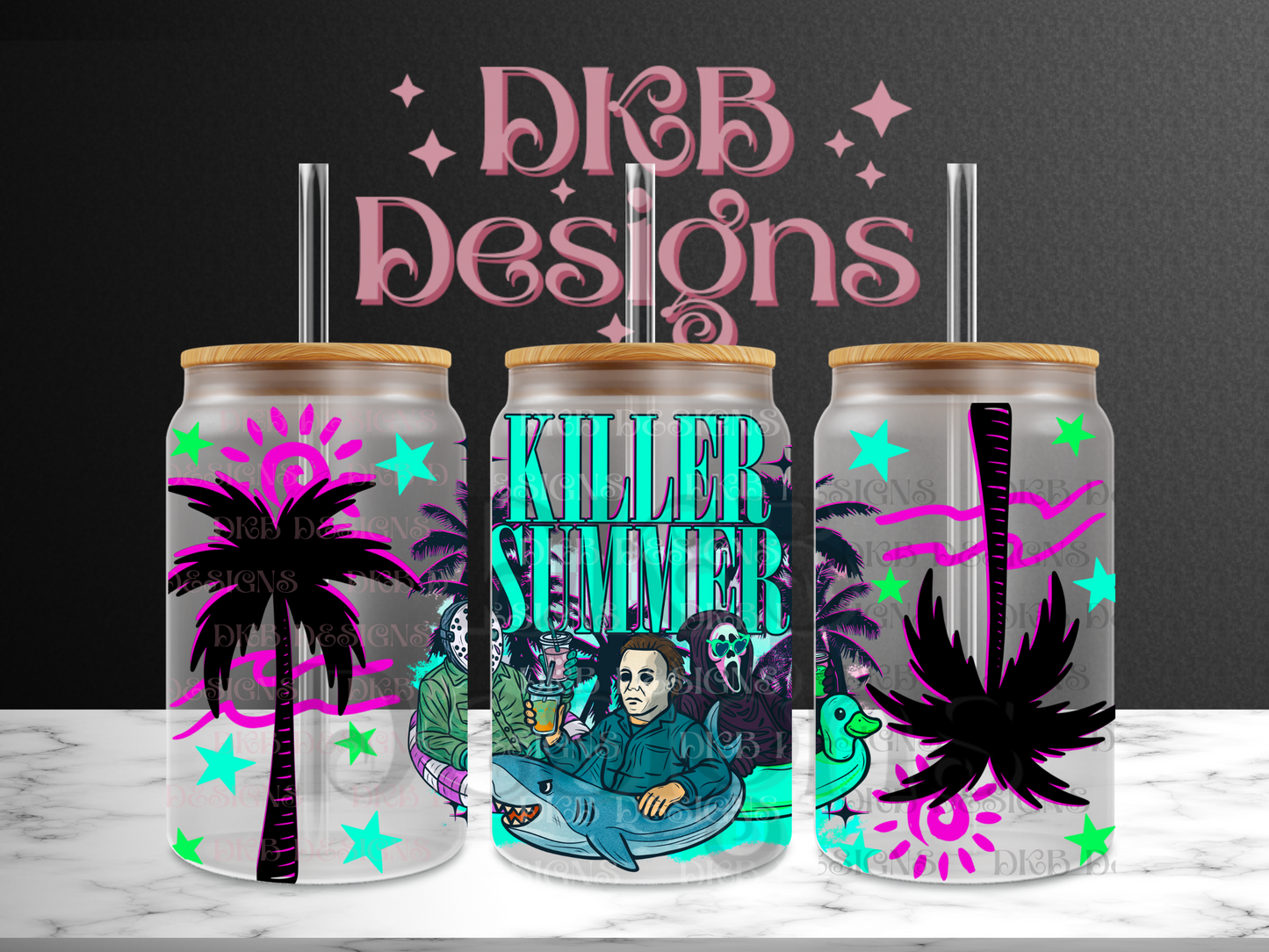 Killer summer 16oz glass can UV DTF