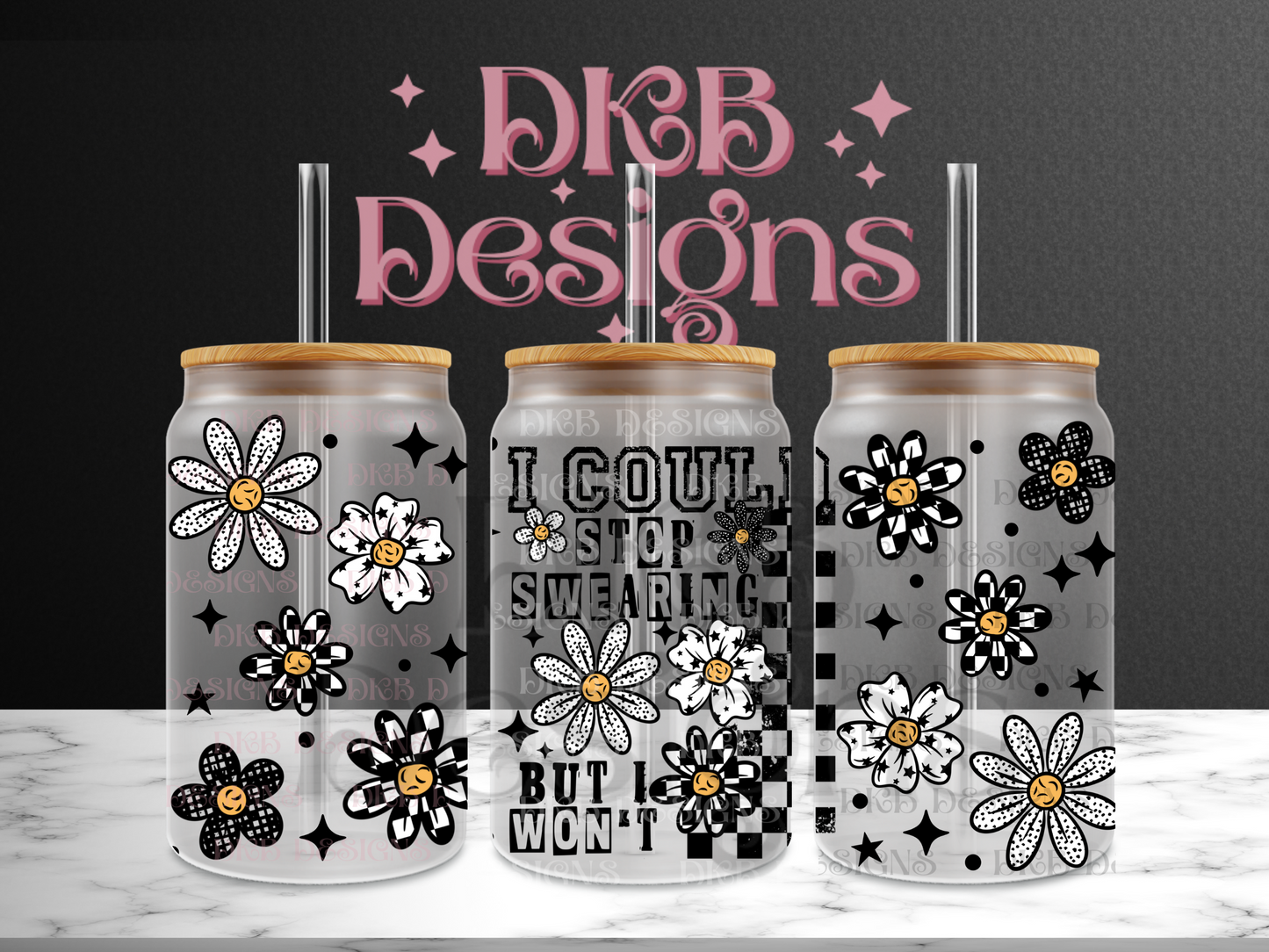 I could stop swearing 16oz glass can UV DTF