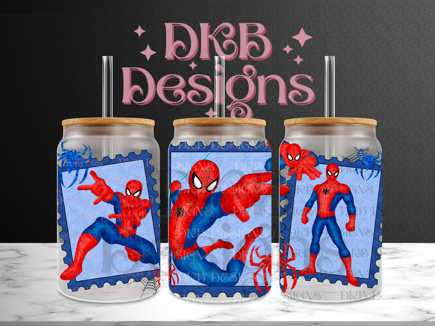 Stamps 16oz glass can UV DTF
