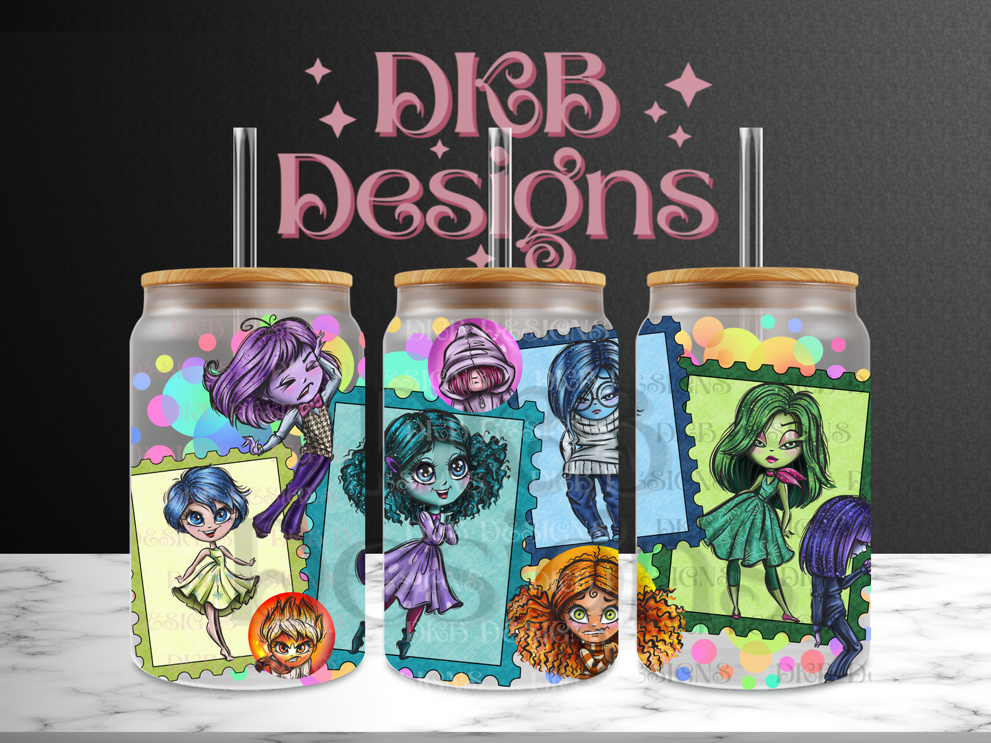Stamps 16oz glass can UV DTF