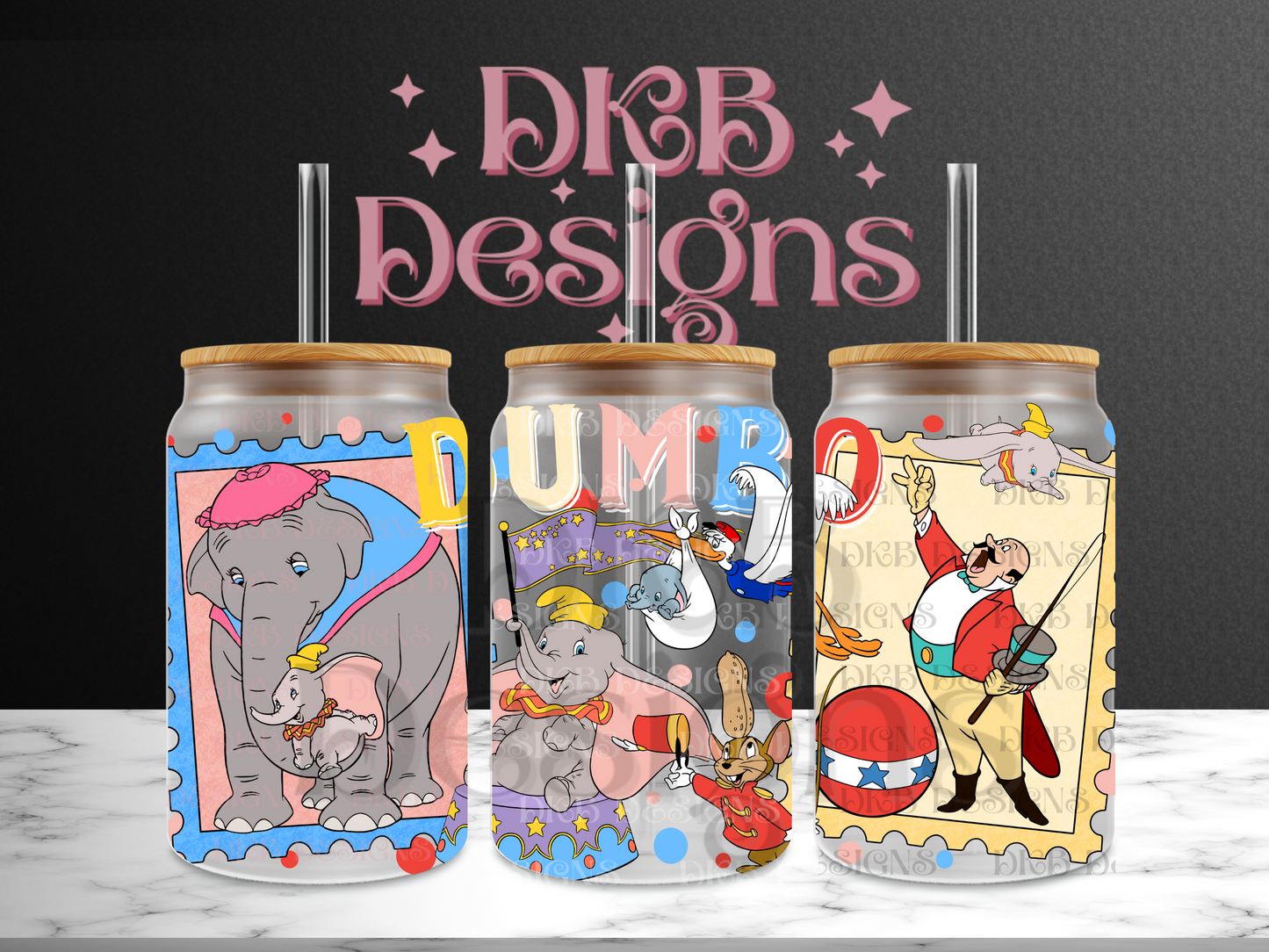 Stamps 16oz glass can UV DTF