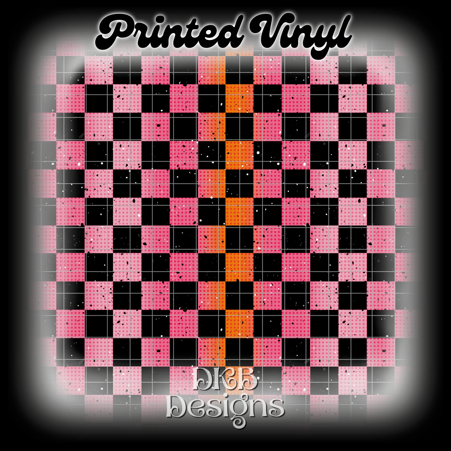 Pink and orange checker Printed Vinyl