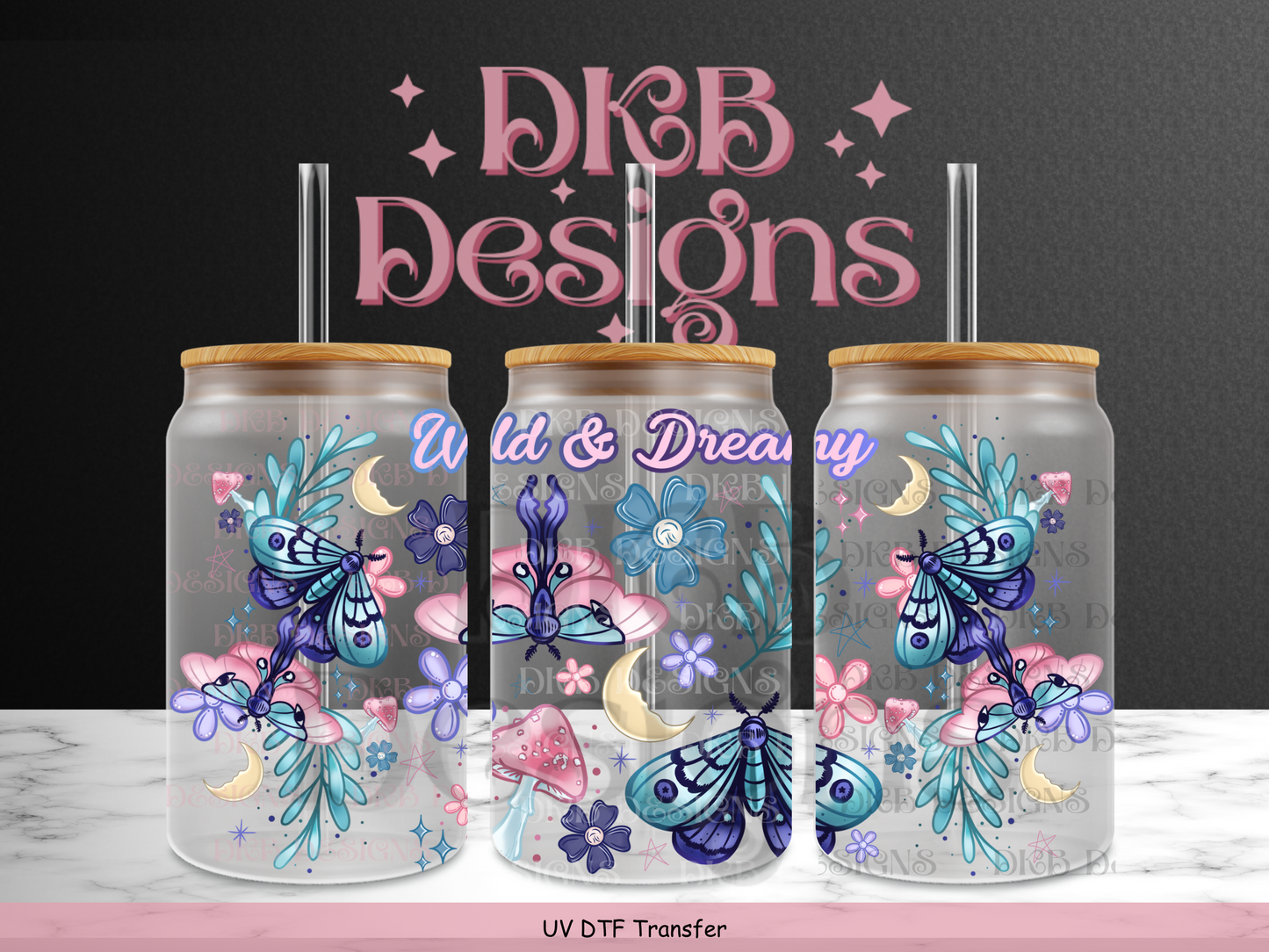 Wild & dreamy 16oz glass can UV DTF