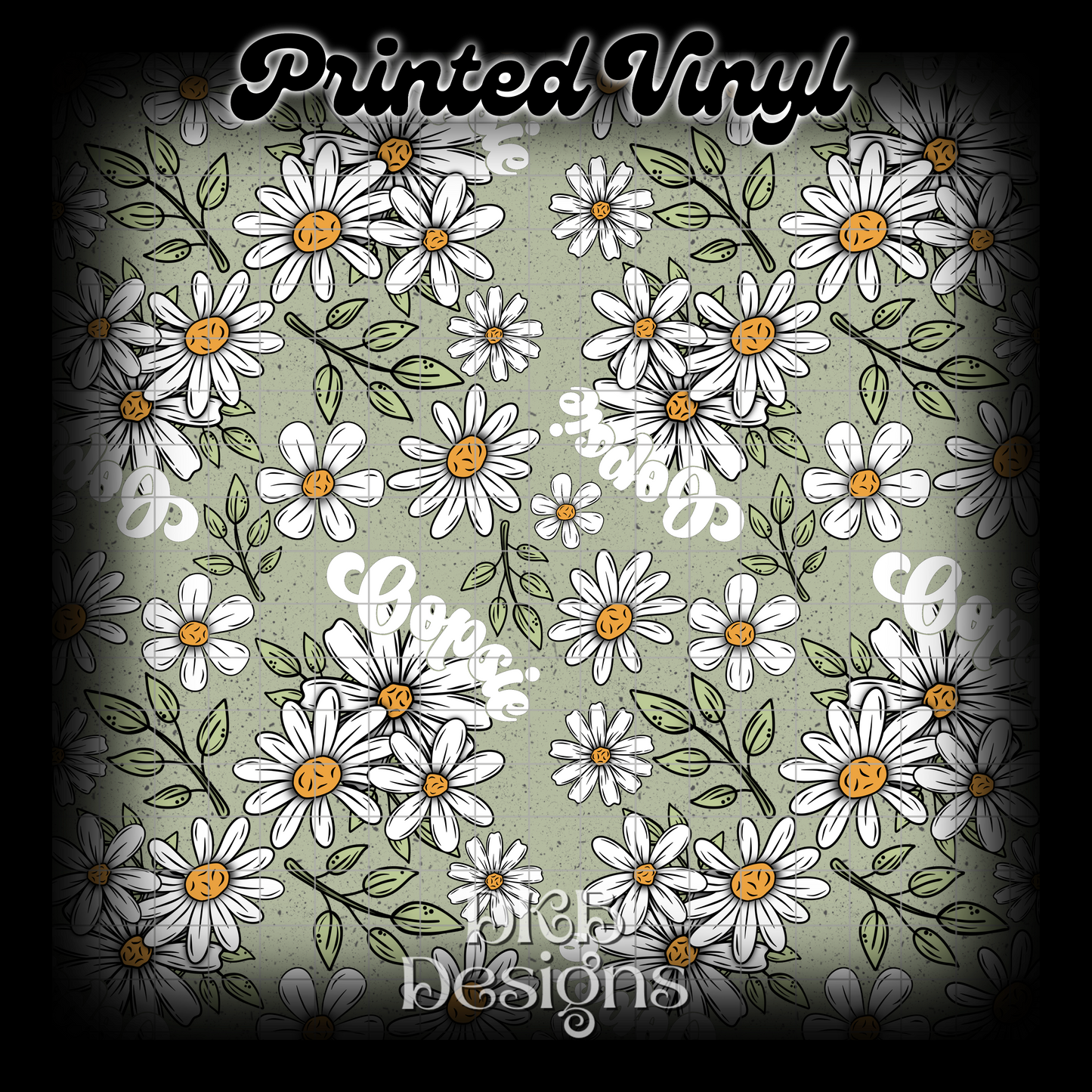 Oopsie daisies white Printed Vinyl