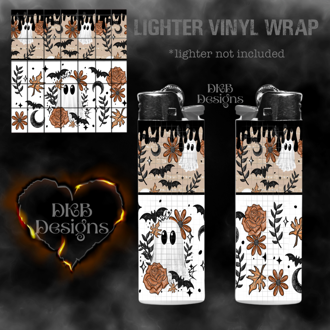 Orange floral ghost lighter vinyl wrap