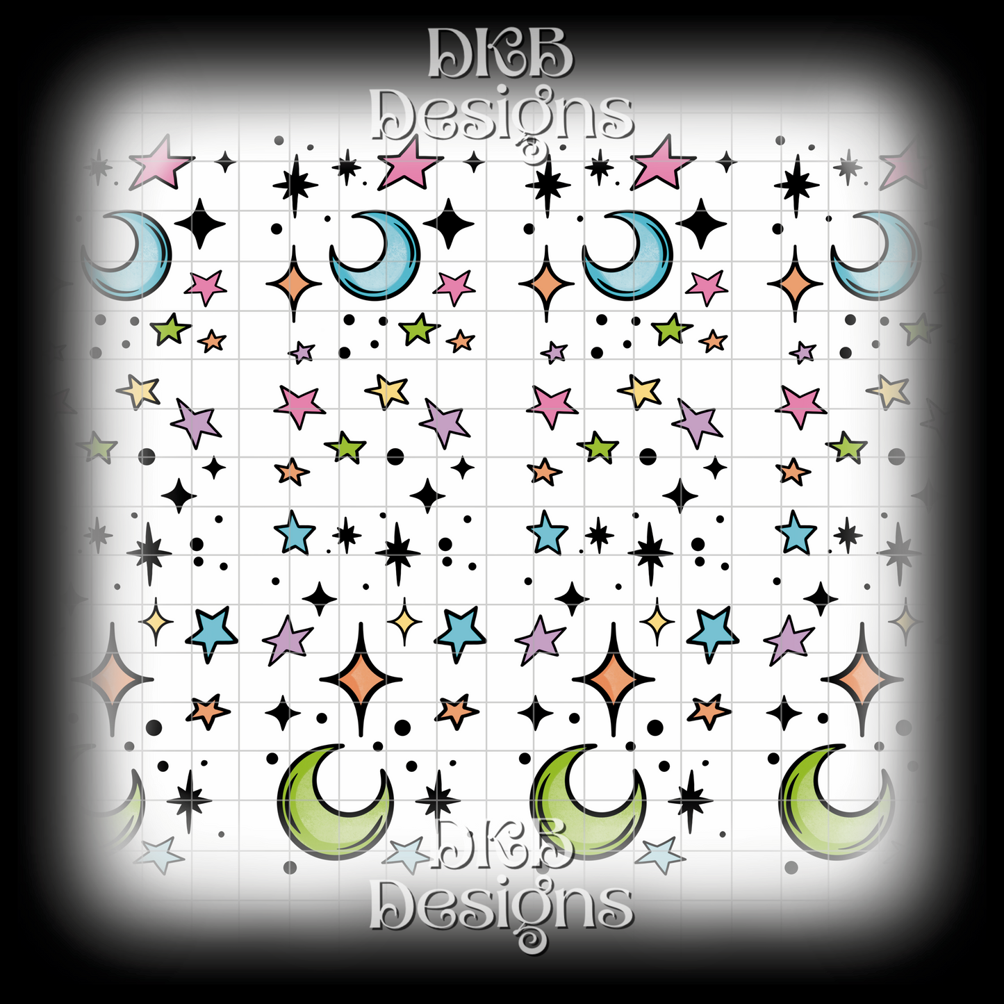 Stars moons 11” x 8.5” UV DTF sheet