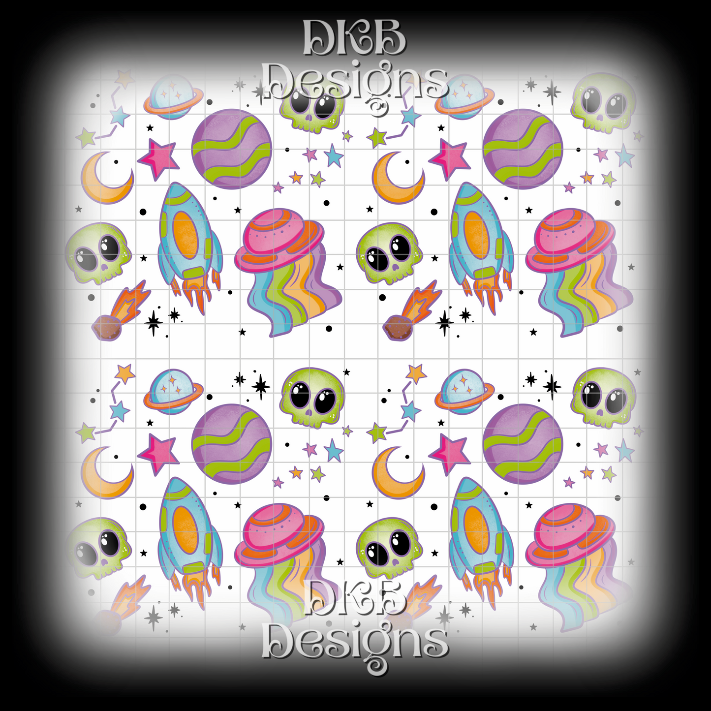 Rainbow space 11” x 11” UV DTF sheet