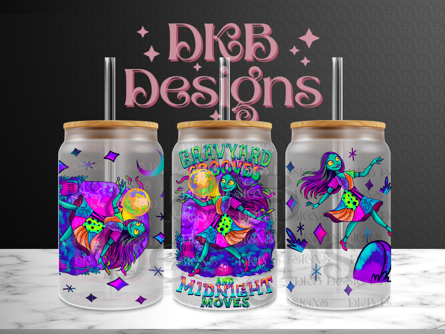 Midnight moves 16oz glass can UV DTF