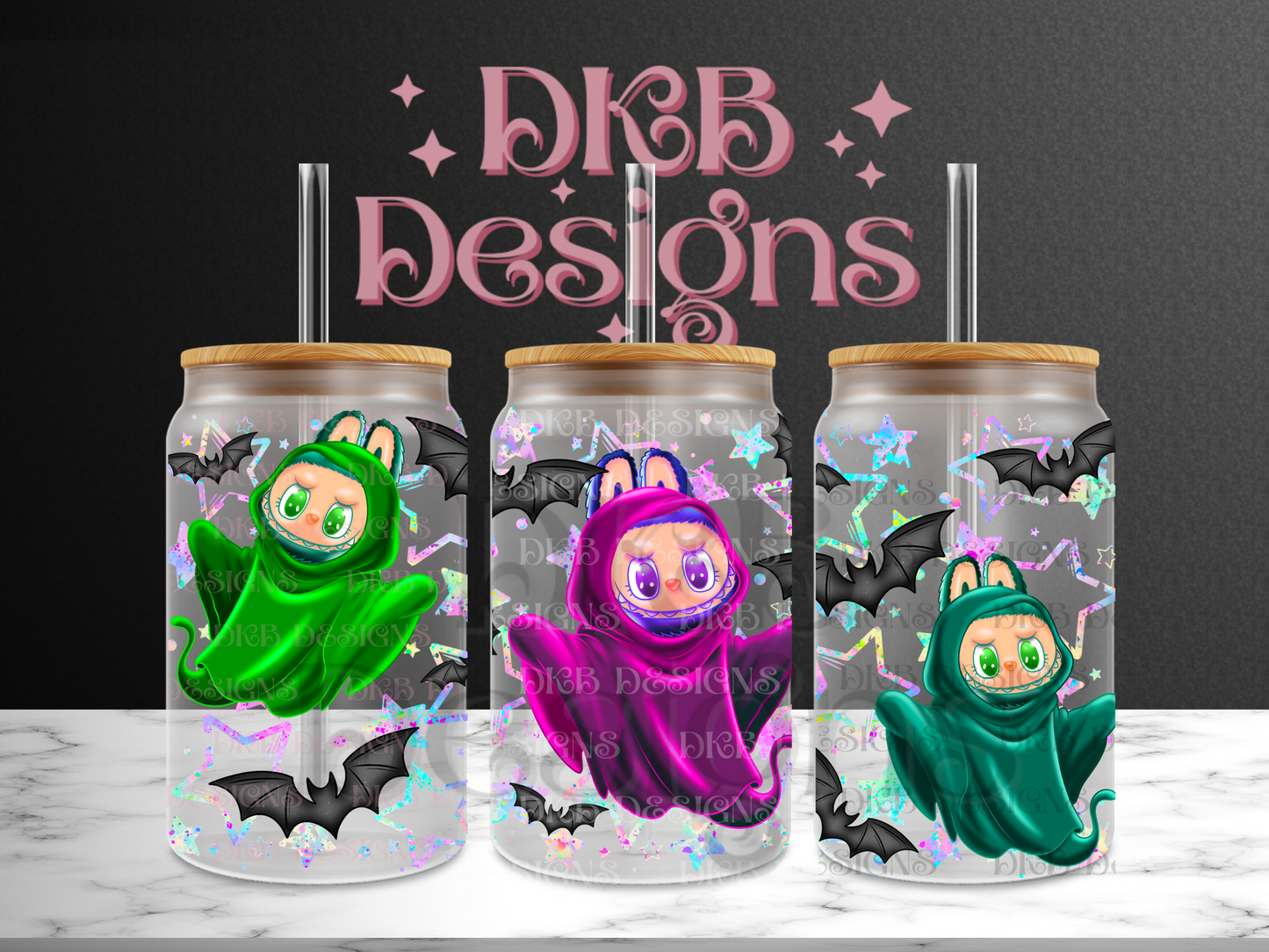 Laboo Ghost 16oz glass can UV DTF