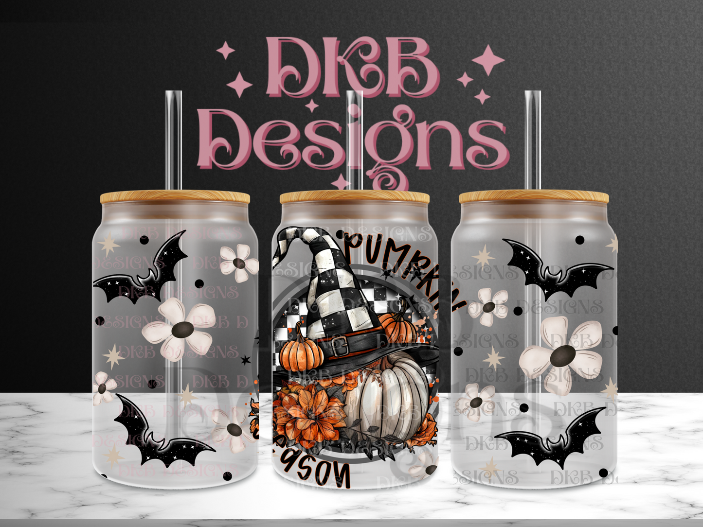 Pumpkin Season 16oz glass can UV DTF