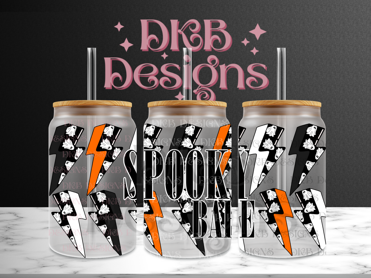 Spooky babe 16oz glass can UV DTF