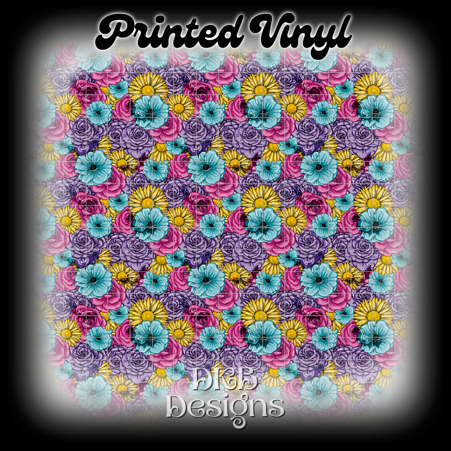 Spring floral with bats Printed Vinyl