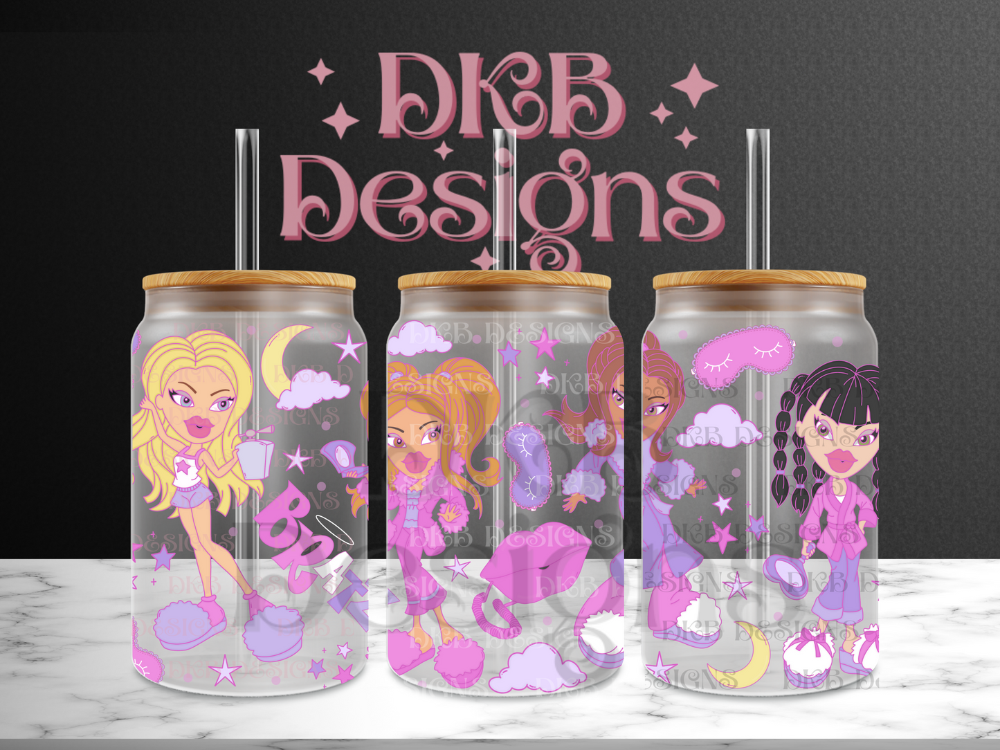 Dolls 16oz glass can UV DTF
