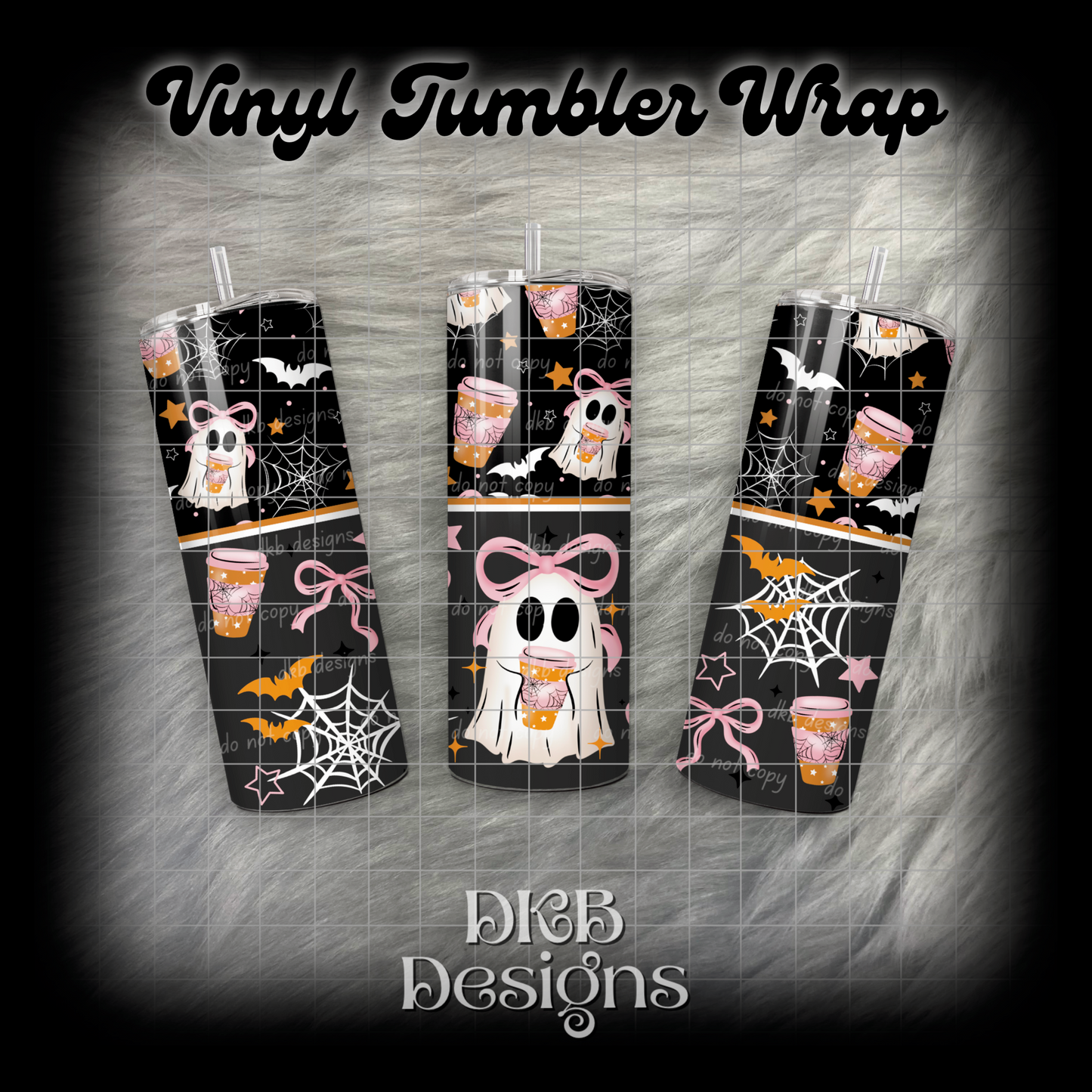 Bow ghost vinyl tumbler wrap