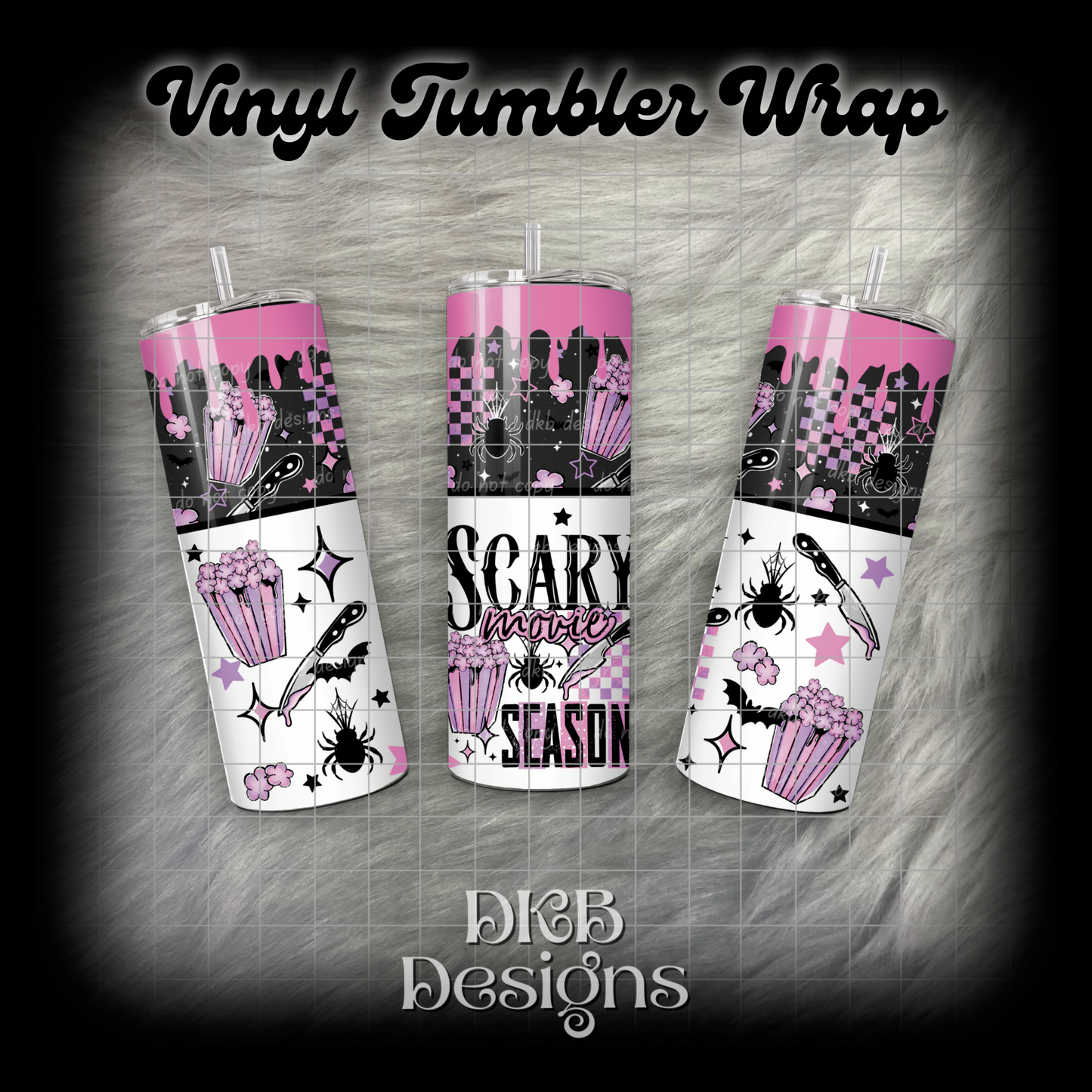Scary movie season vinyl tumbler wrap