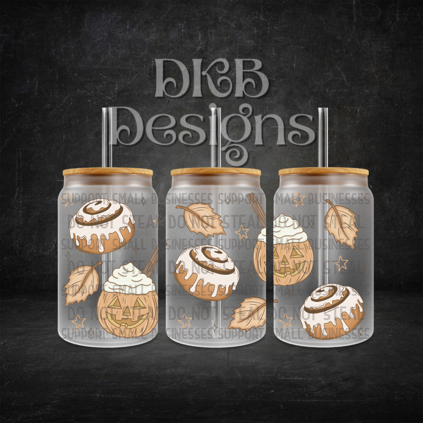 Fall snacks 16oz glass can UV DTF