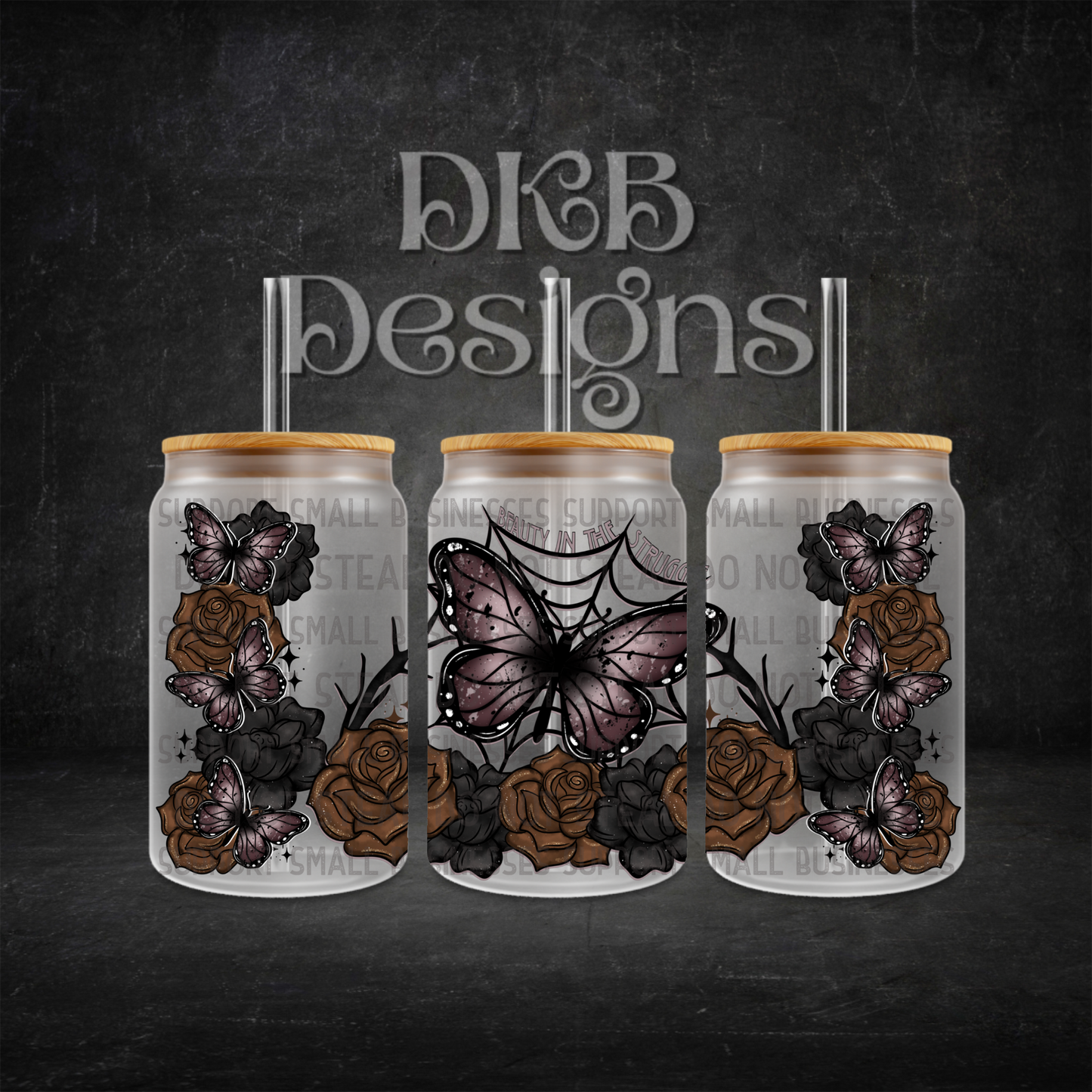 Beauty in the struggle 16oz glass can UV DTF