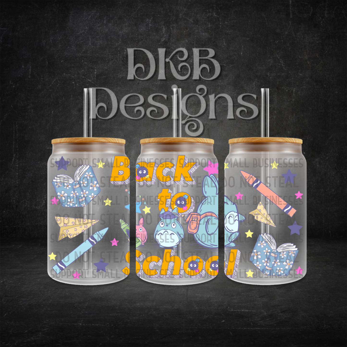 Back to school 16oz glass can UV DTF