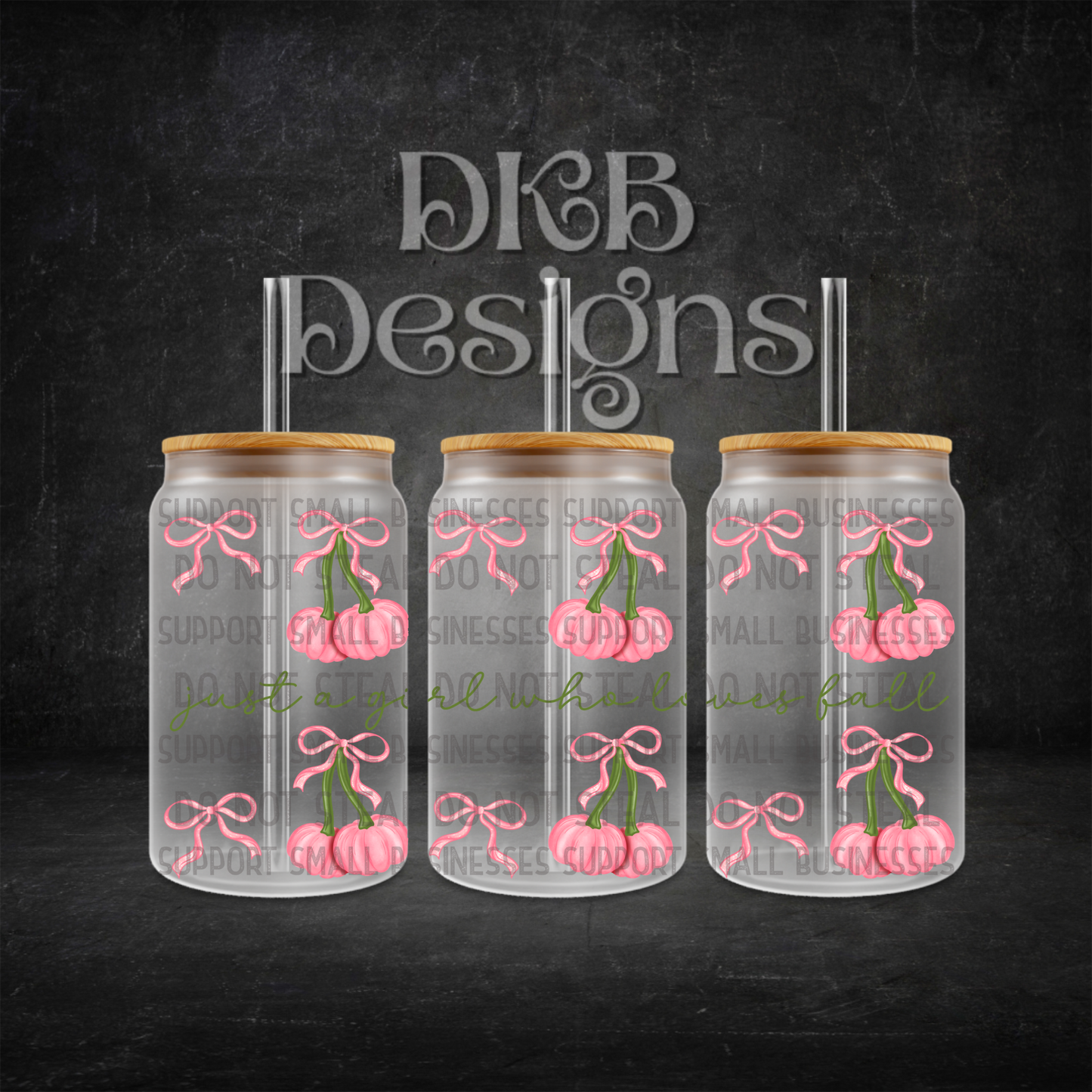 Pumpkin cherry green 16oz glass can UV DTF