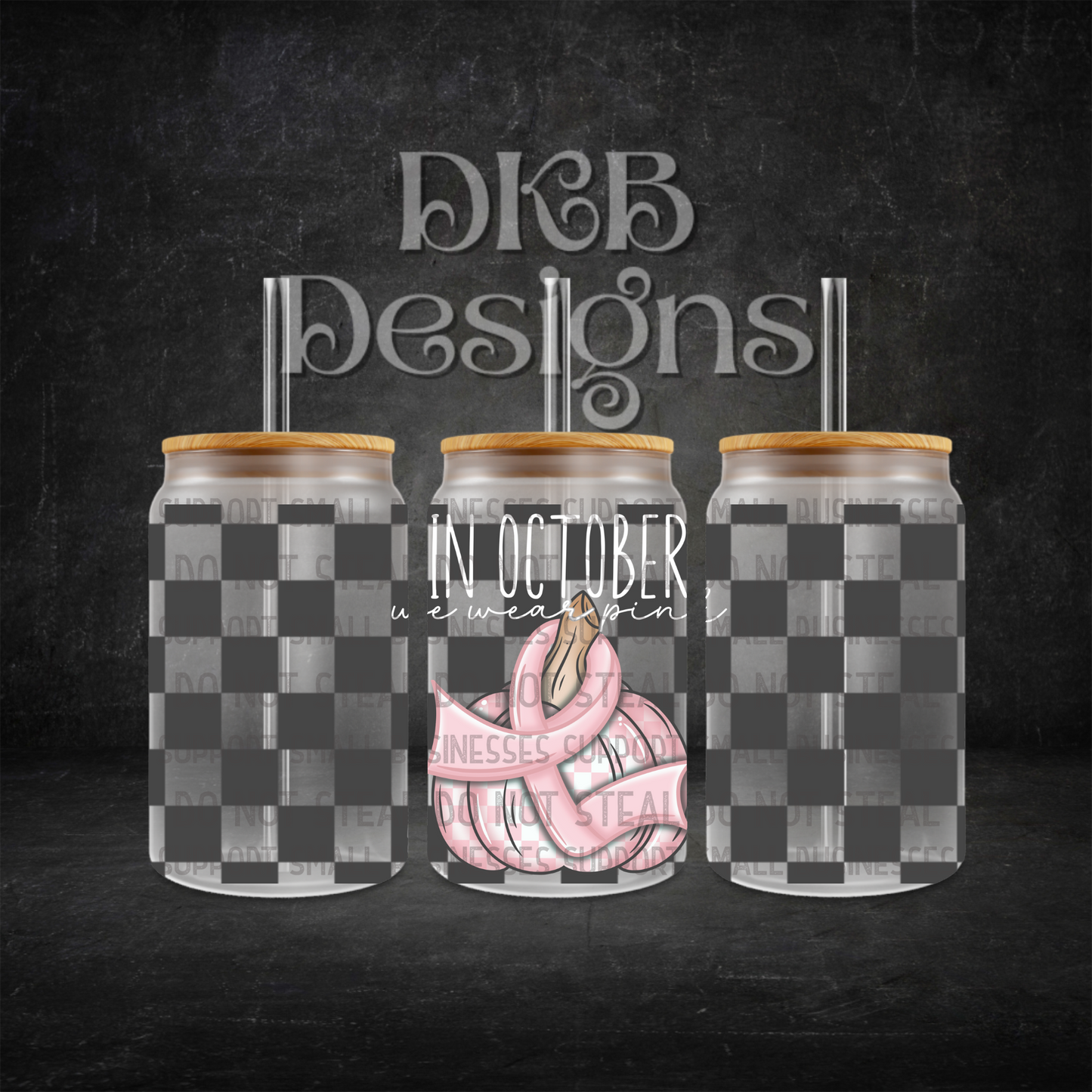 In October white/gray 16oz glass can UV DTF