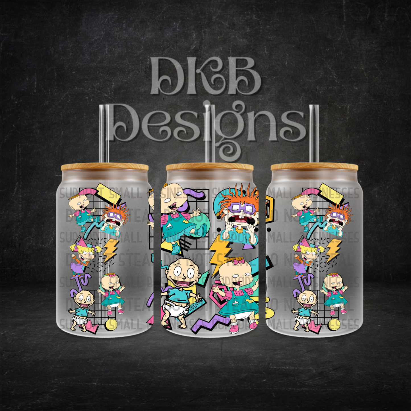Retro 16oz glass can UV DTF