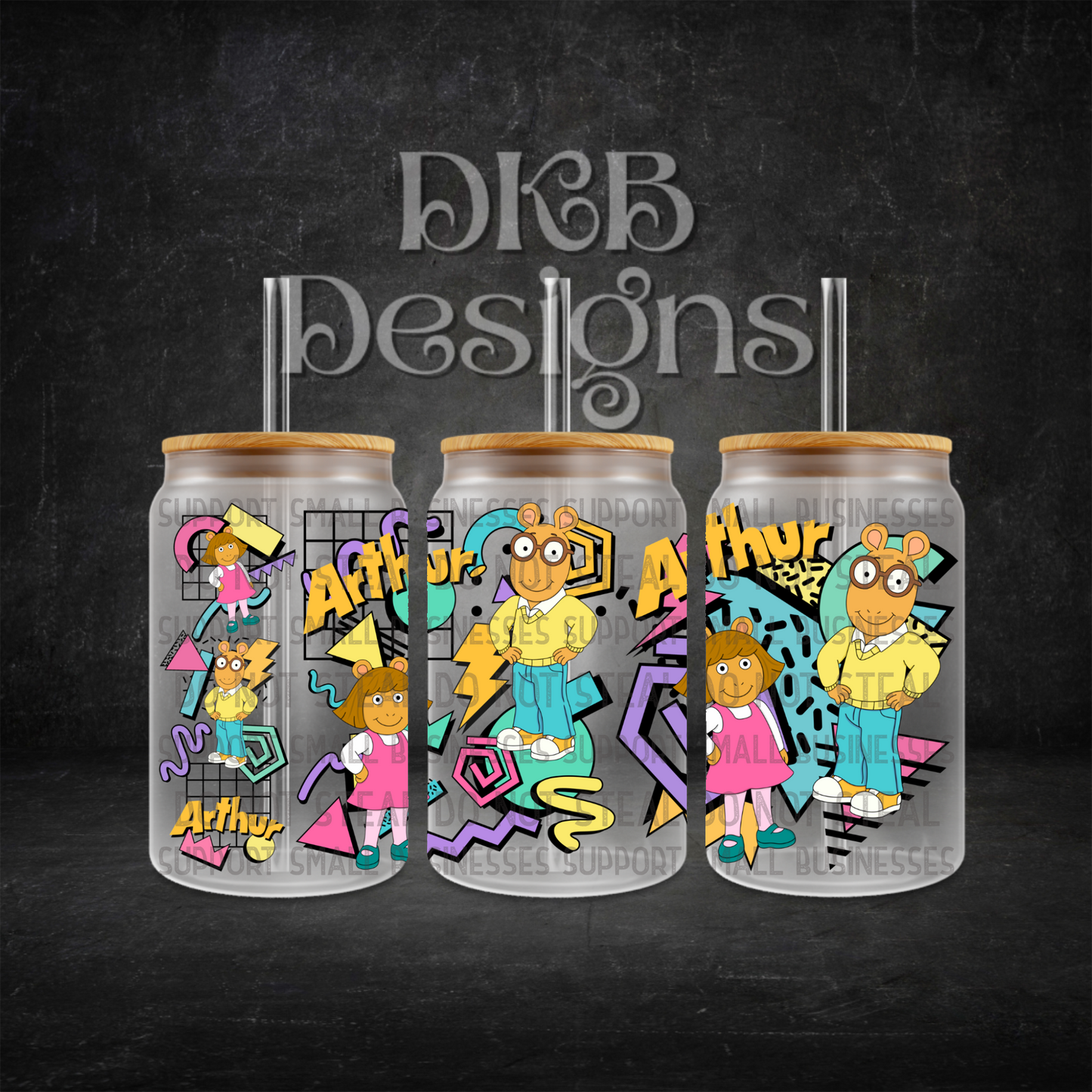 Retro 16oz glass can UV DTF