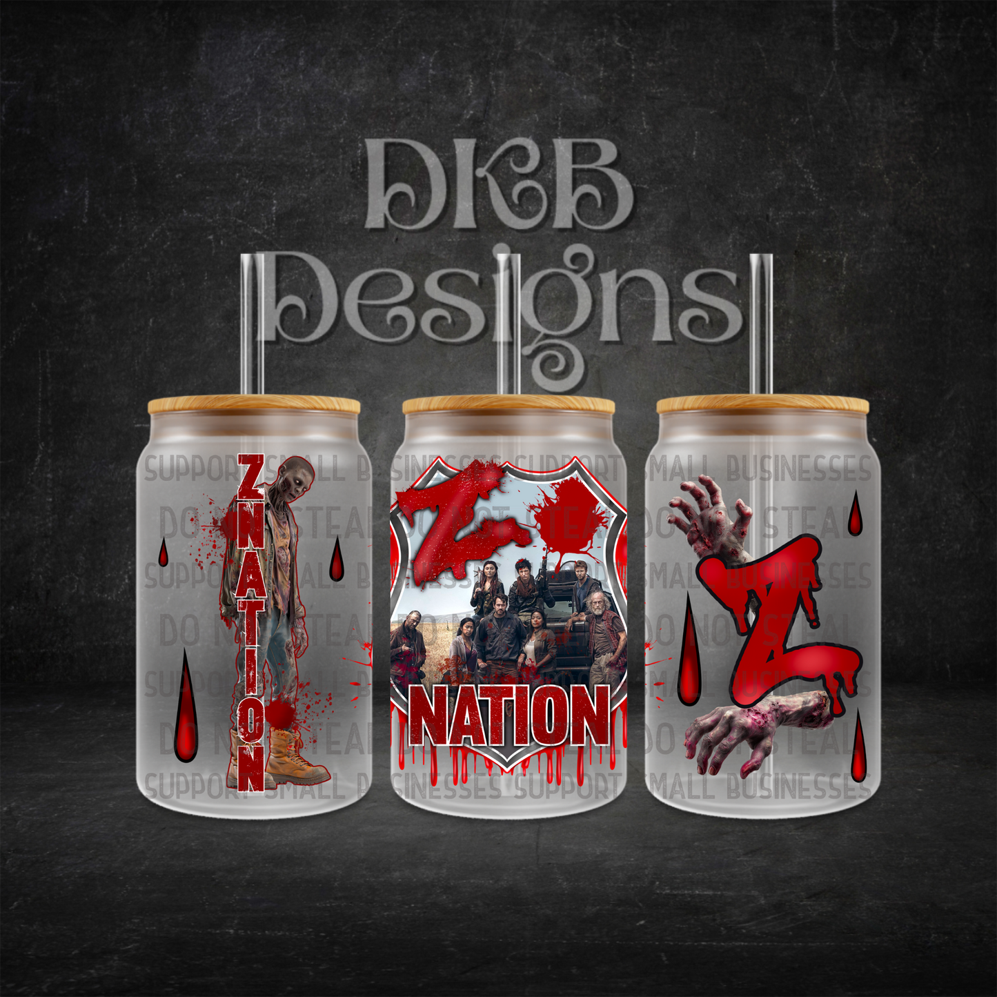 Zombie 16oz glass can UV DTF
