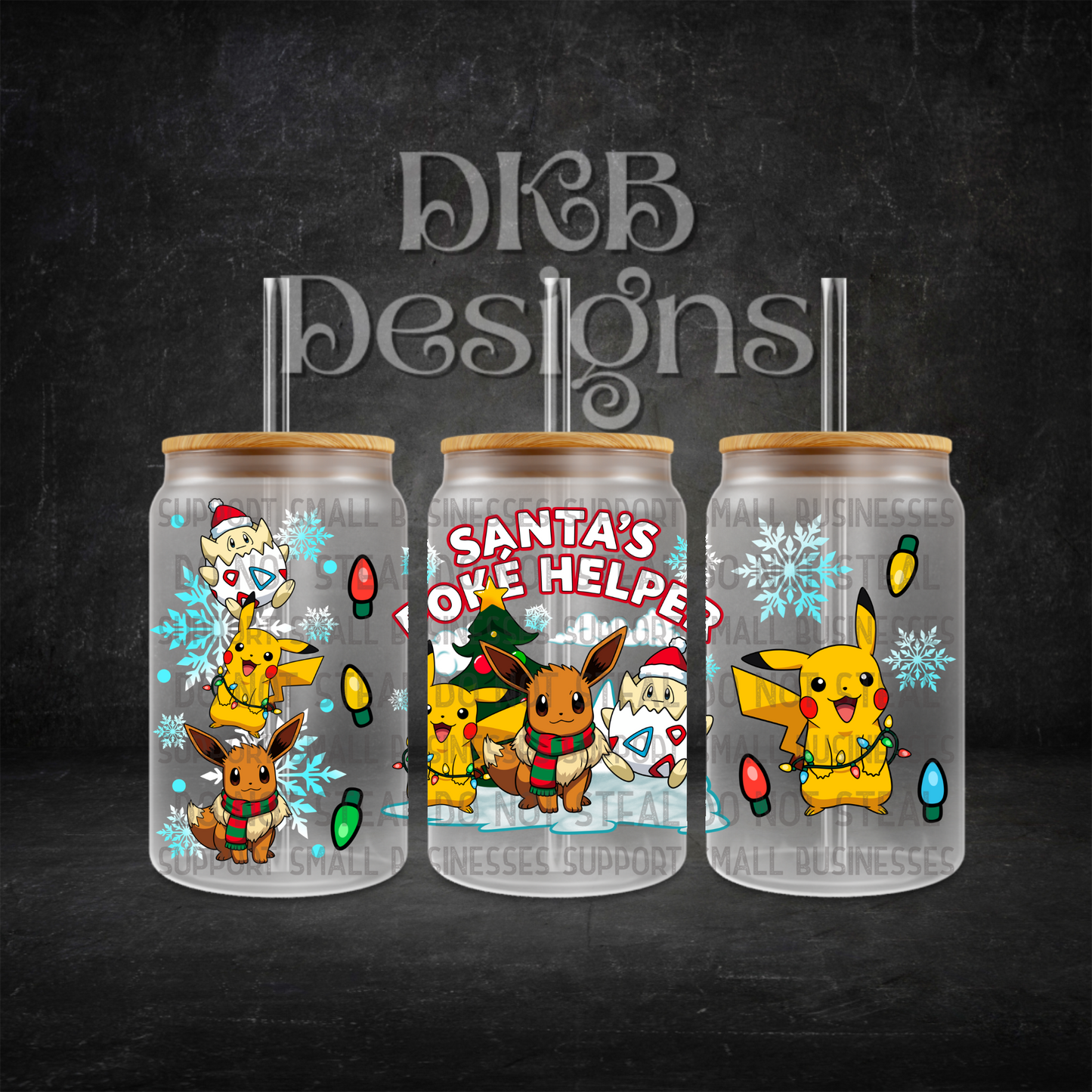 Santa’s helper 16oz glass can UV DTF