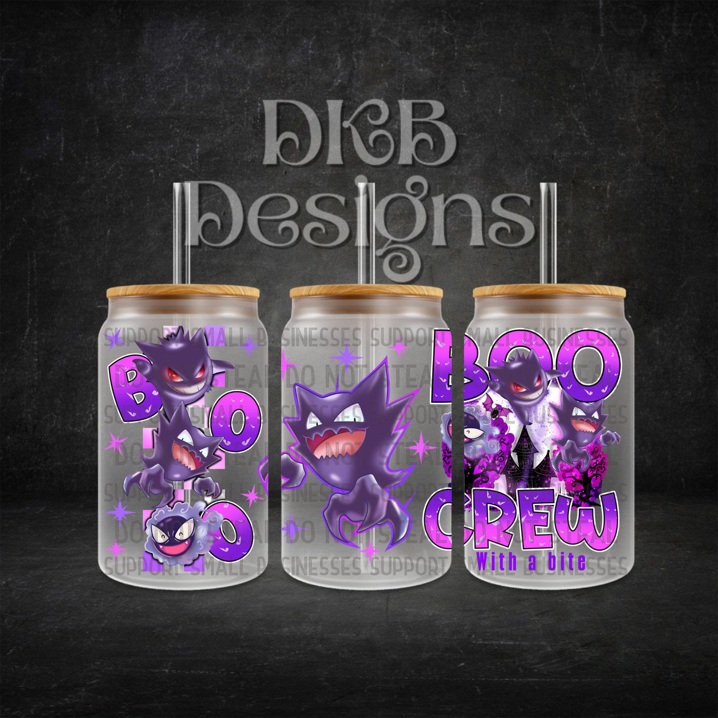 Boo crew 16oz glass can UV DTF