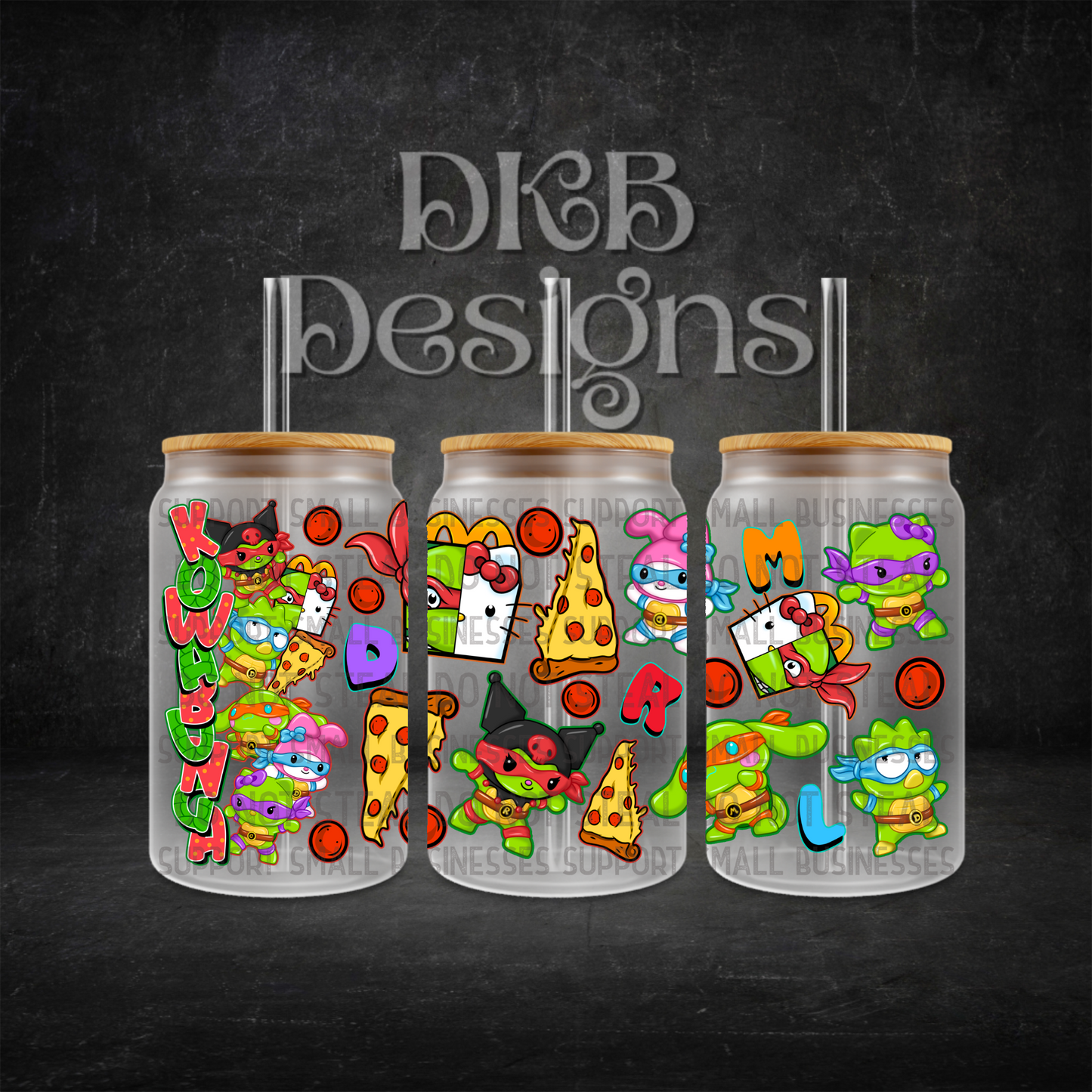 San turtles 16oz glass can UV DTF