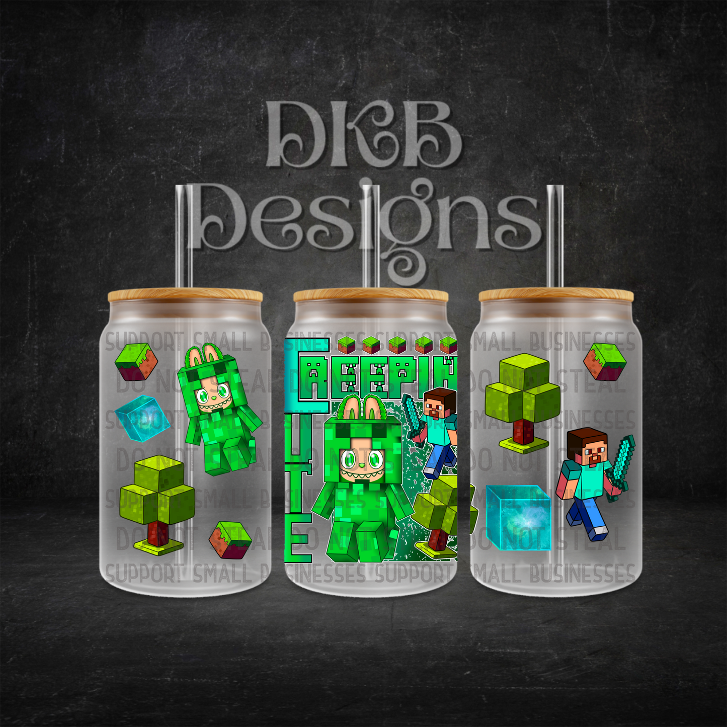 Creepin cute 16oz glass can UV DTF