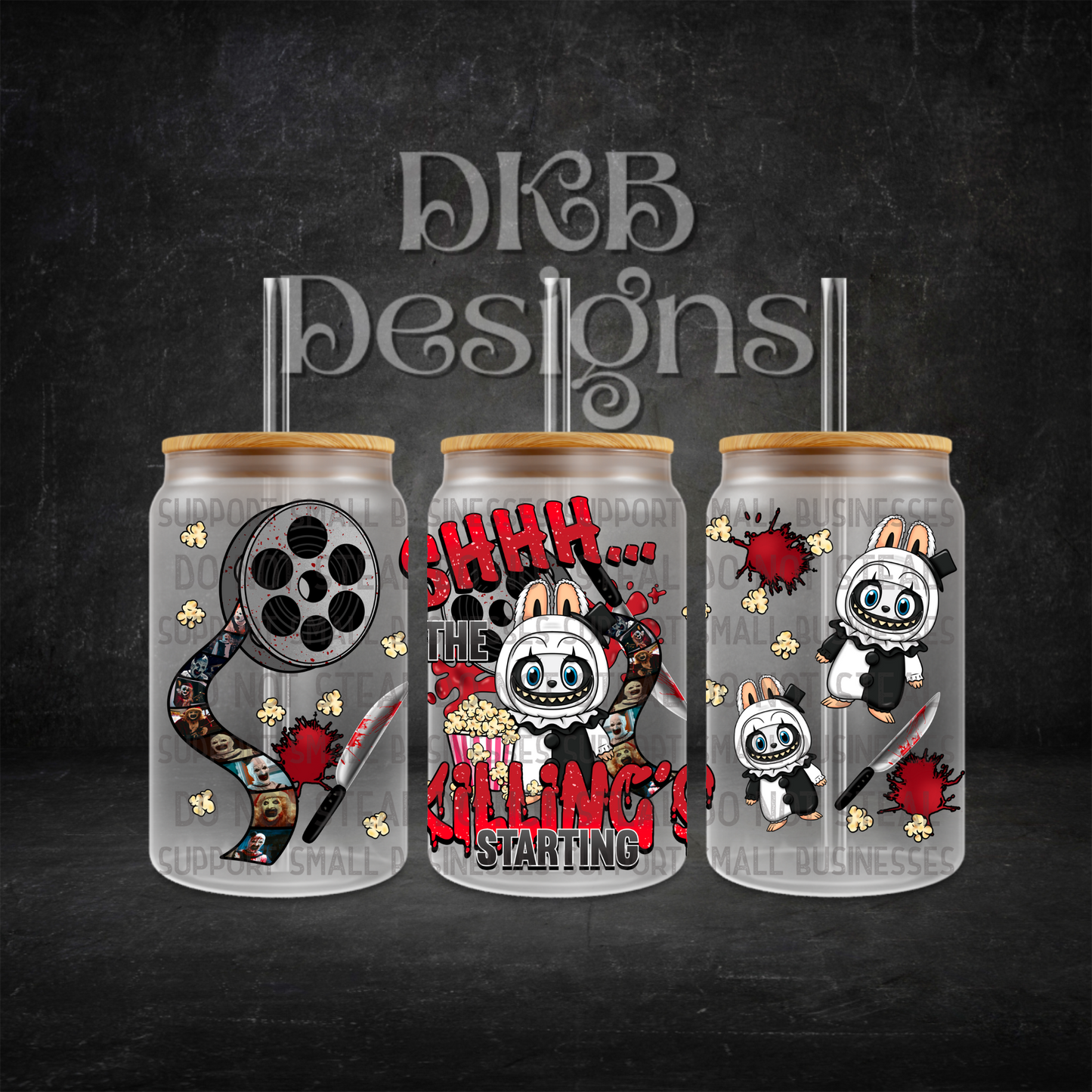 Shhh 16oz glass can UV DTF