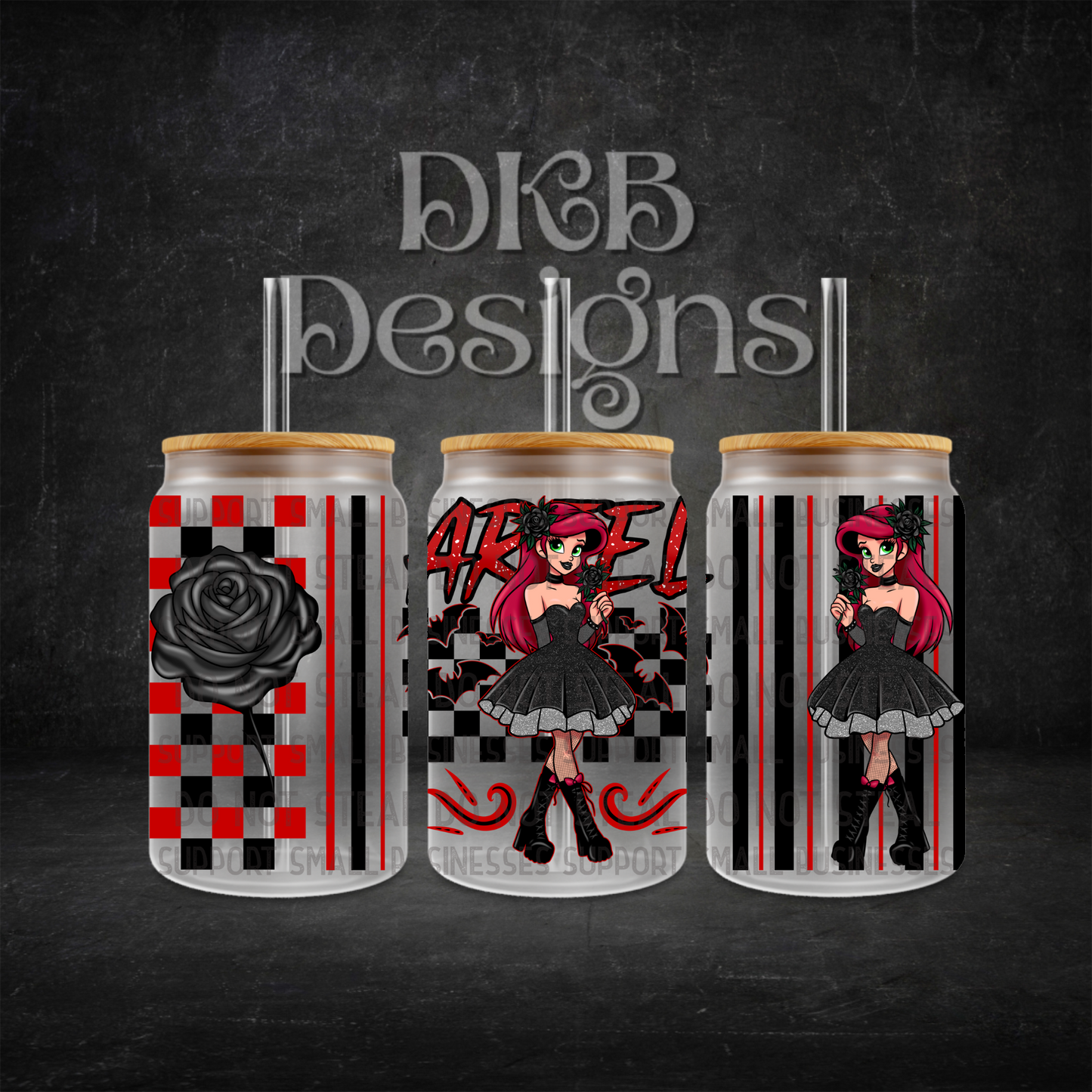 A 16oz glass can UV DTF