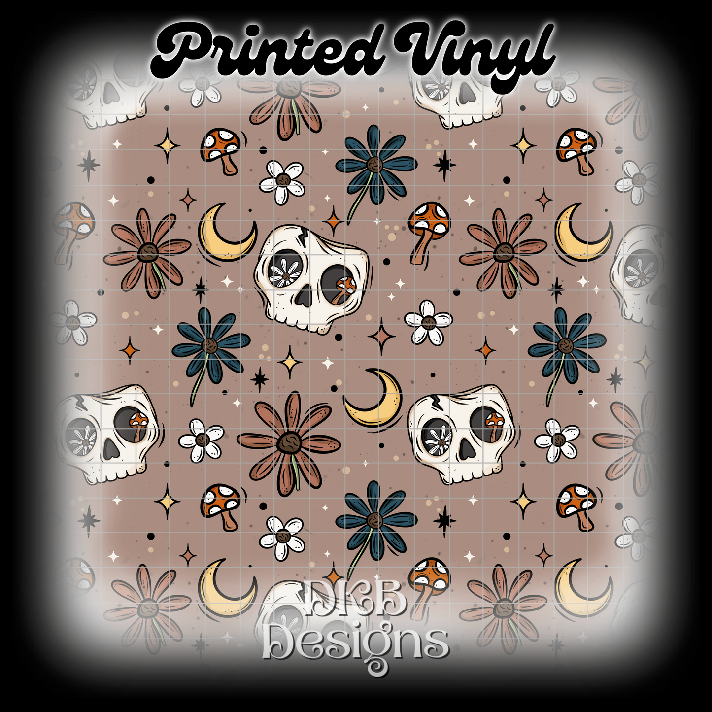 Floral skull Printed Vinyl