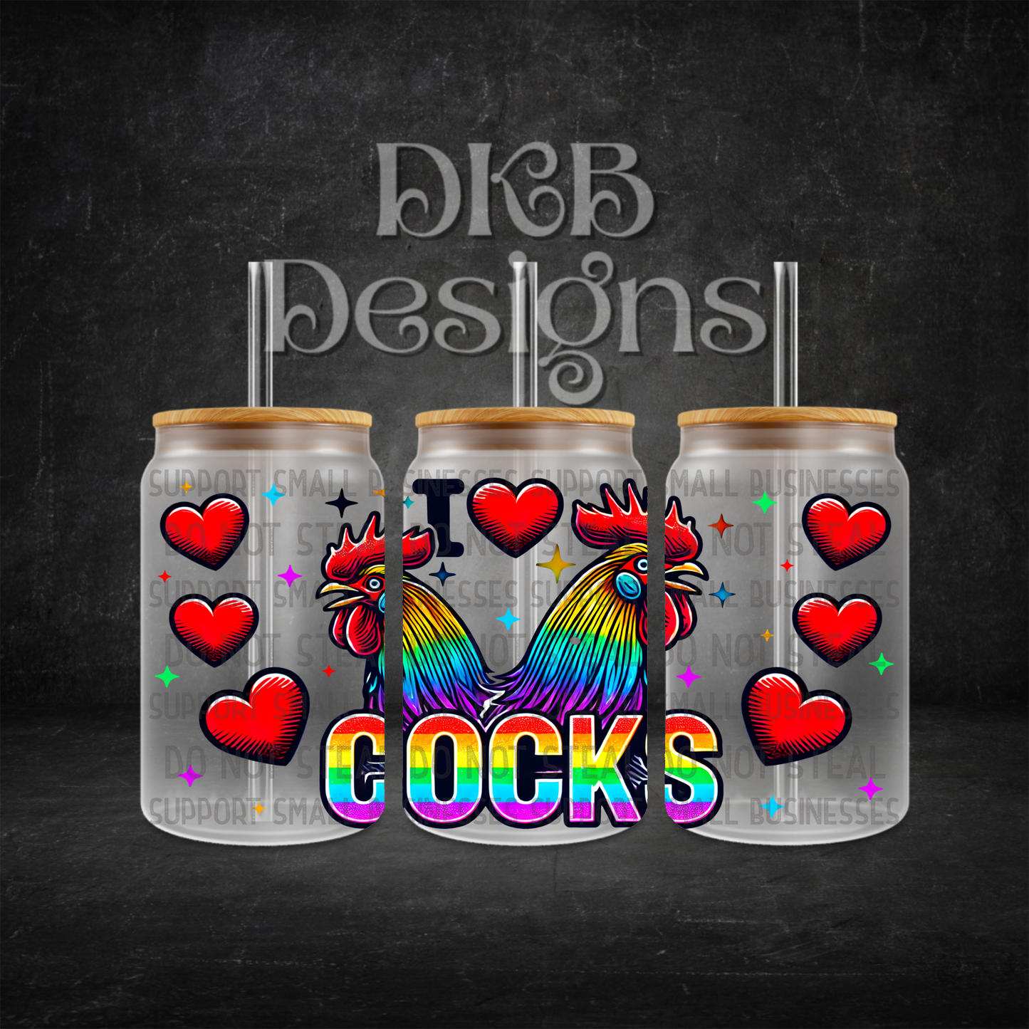 I ❤️🐓 16oz glass can UV DTF