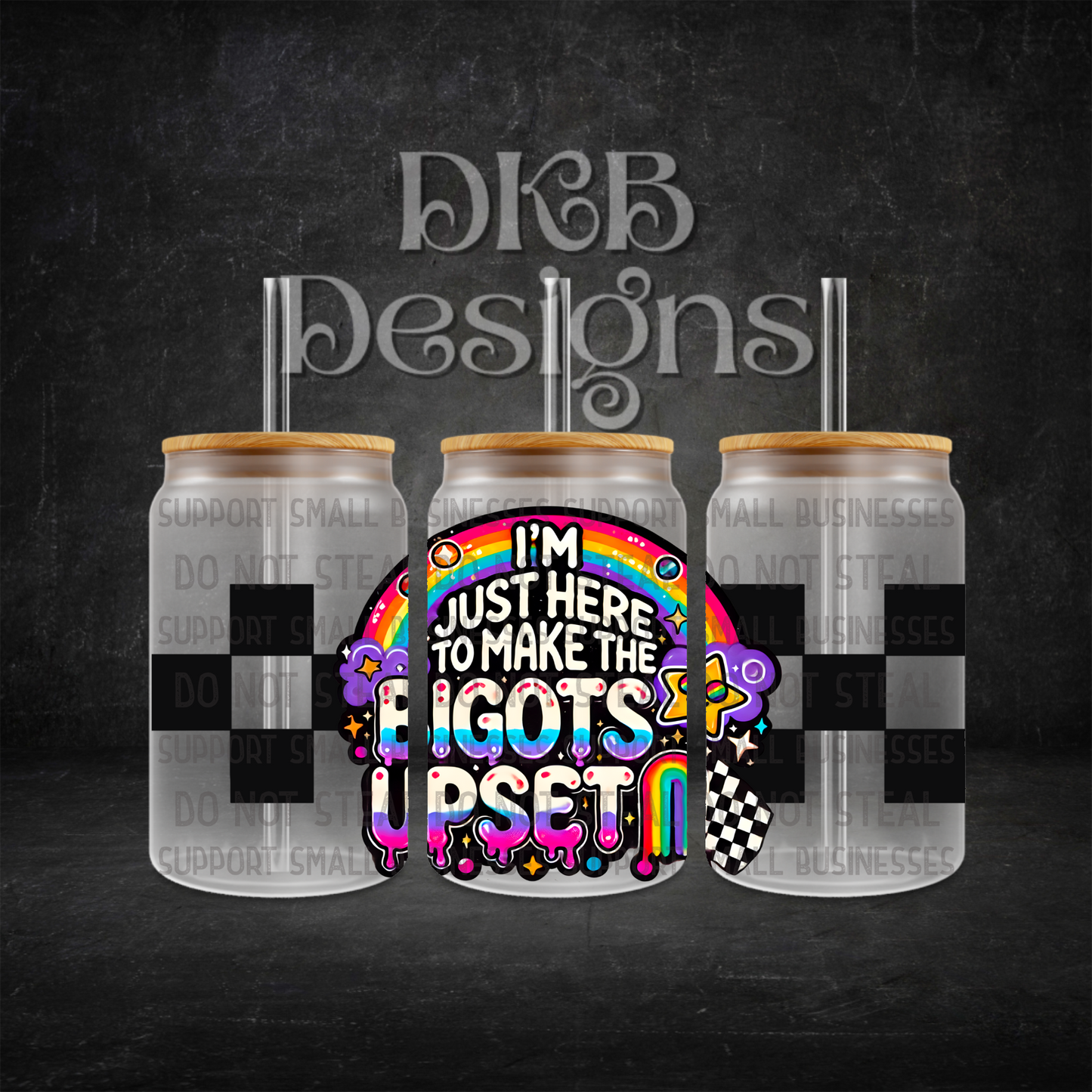 Bigots 16oz glass can UV DTF