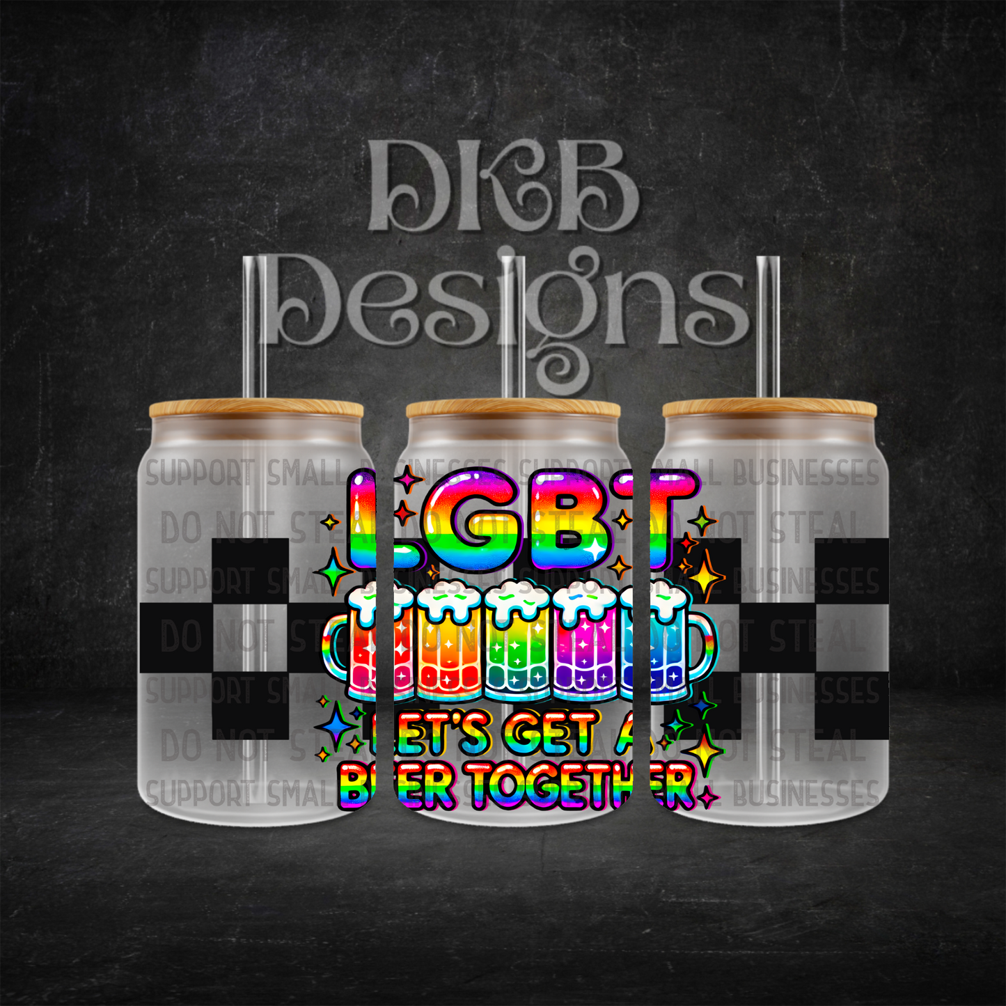 LGBT 16oz glass can UV DTF