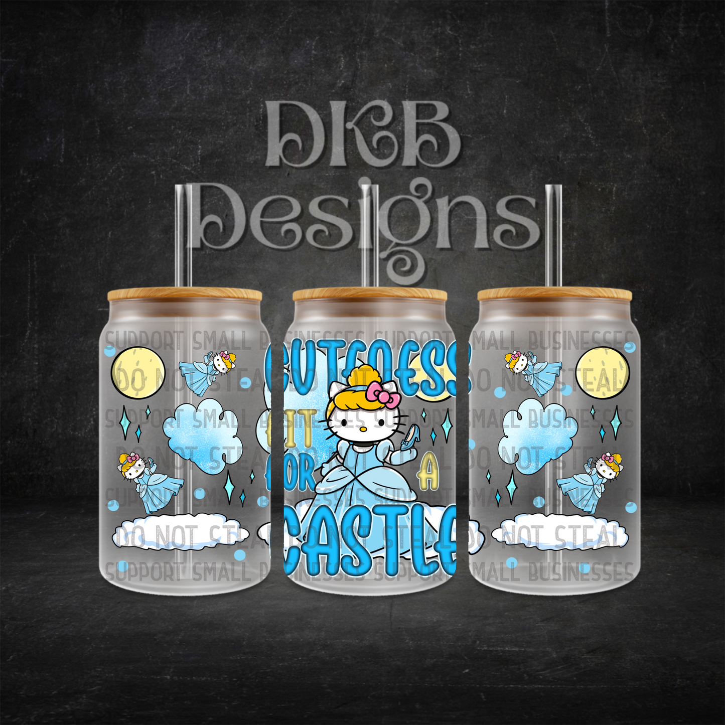 Cuteness fit for a castle 16oz glass can UV DTF