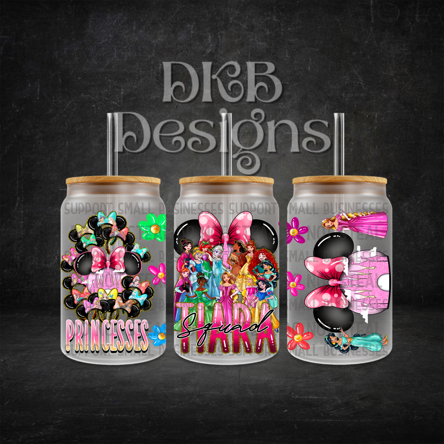 Tiara squad 16oz glass can UV DTF