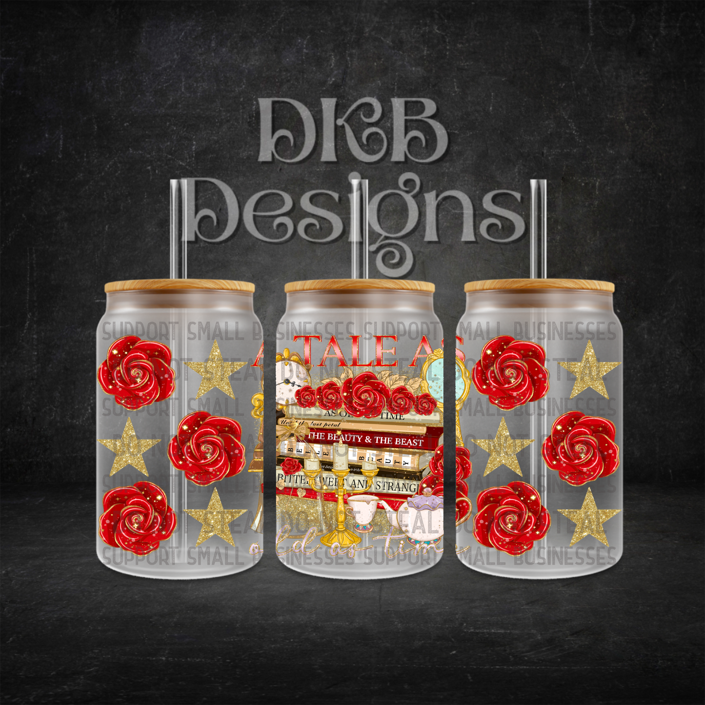 A tale 16oz glass can UV DTF