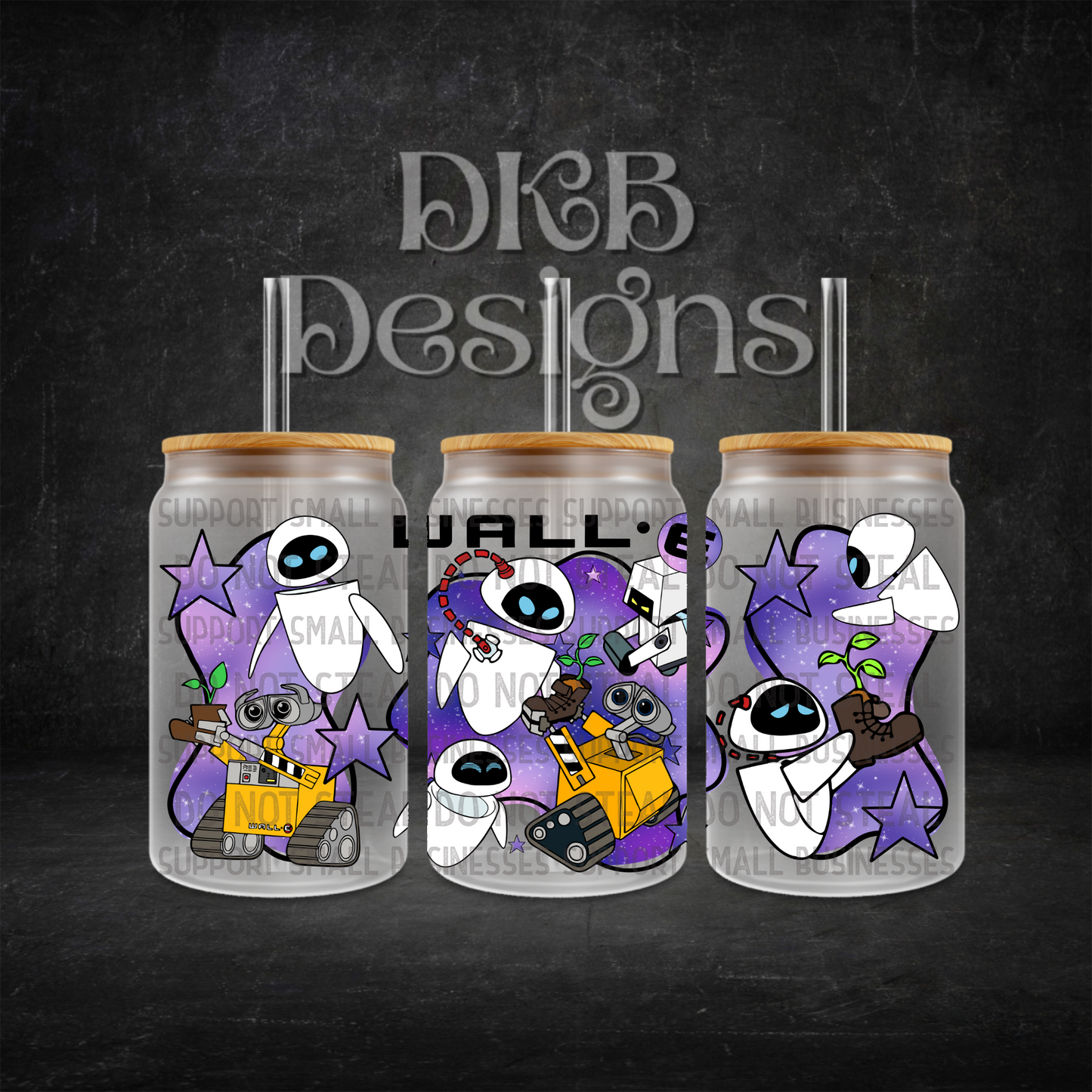 Robots 16oz glass can UV DTF