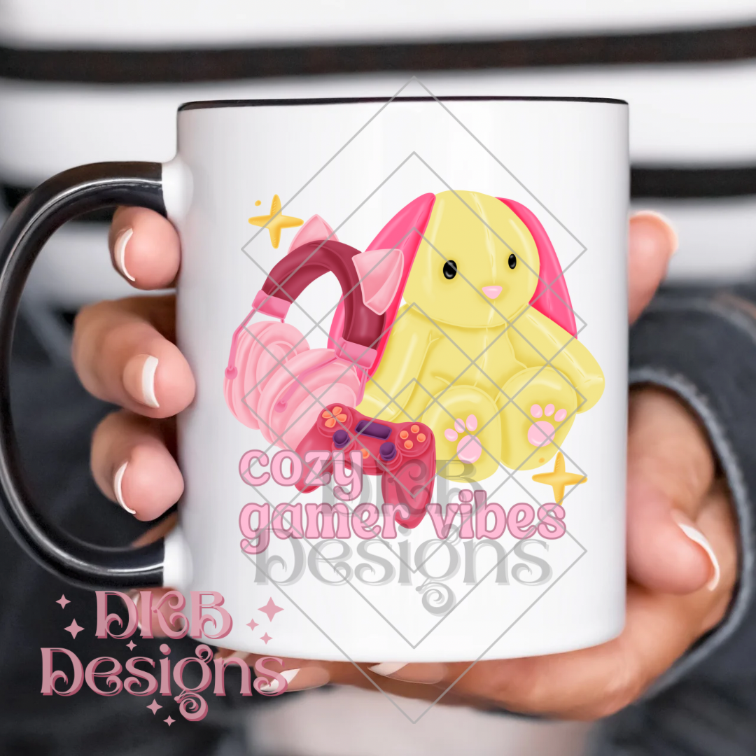 Bunny cozy gamer vibes UV DTF