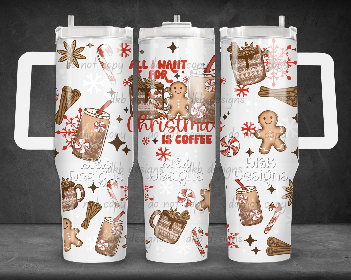 Christmas Coffee 40oz Tumbler UV DTF
