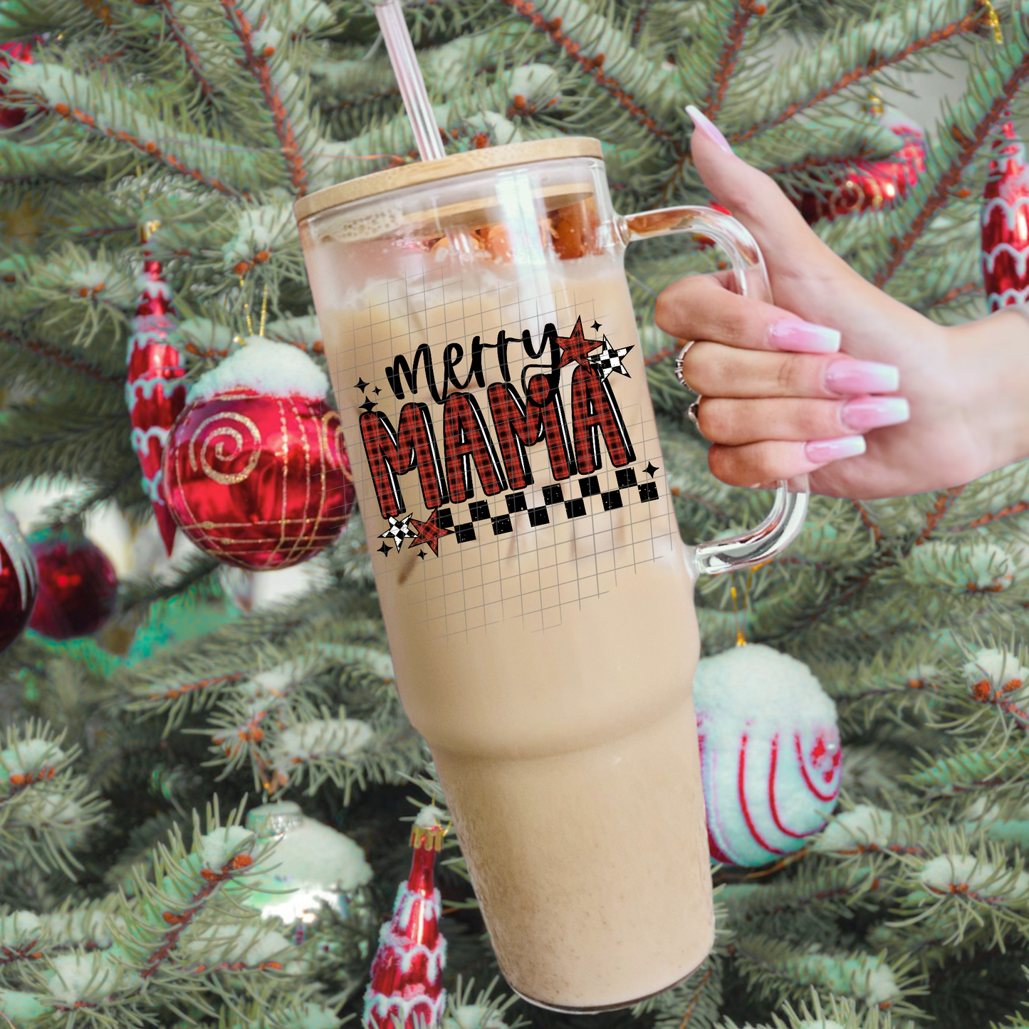 Merry mama plaid UV DTF