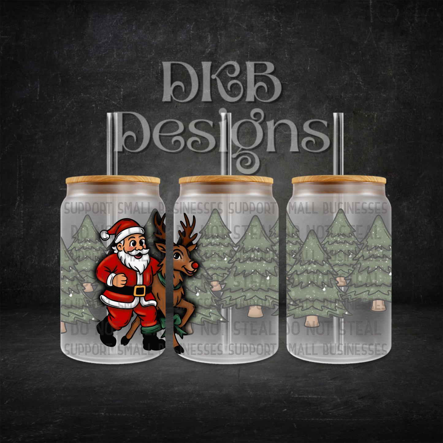 Five legged race 16oz glass can UV DTF